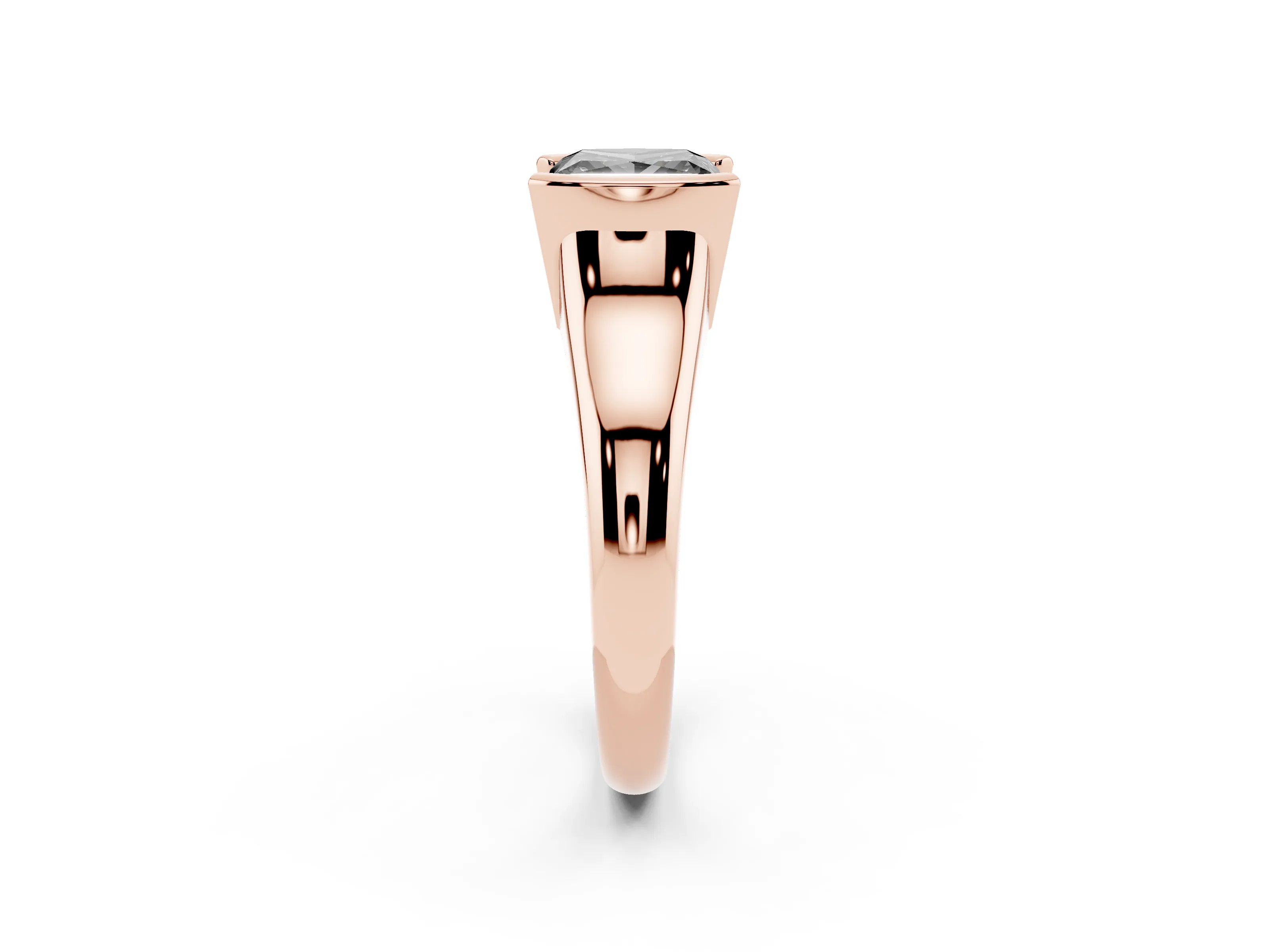 Fancy Black Princess Cut Diamond Solitaire Tension Set Ring Set in Rose gold with Split Shank Band