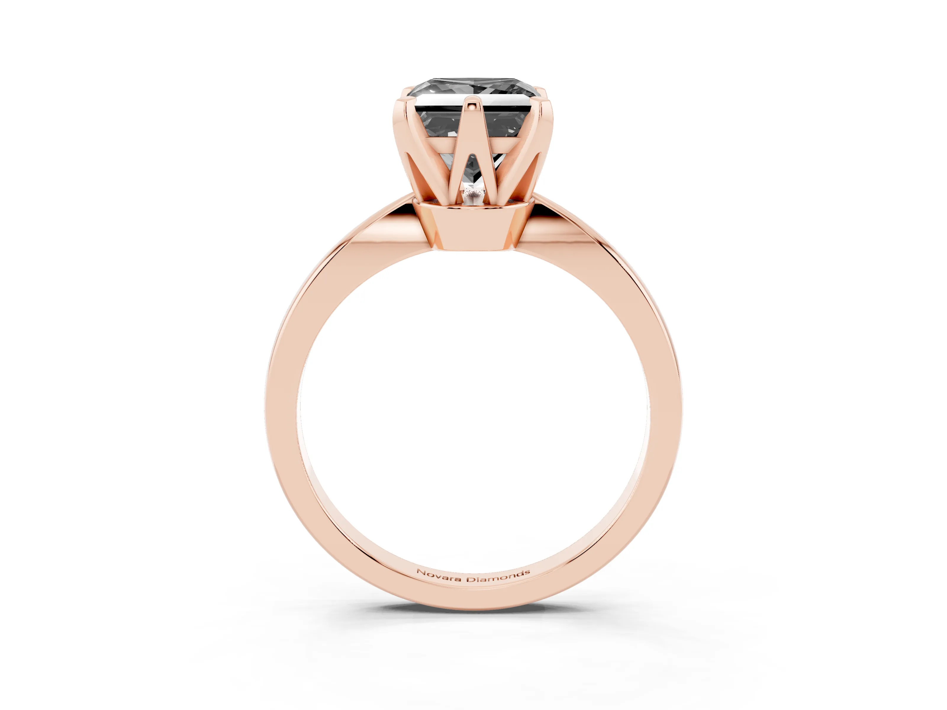 Fancy Black Princess Cut Diamond Solitaire Engagement Ring Set in Rose gold with Slim Tapered Solitaire Band