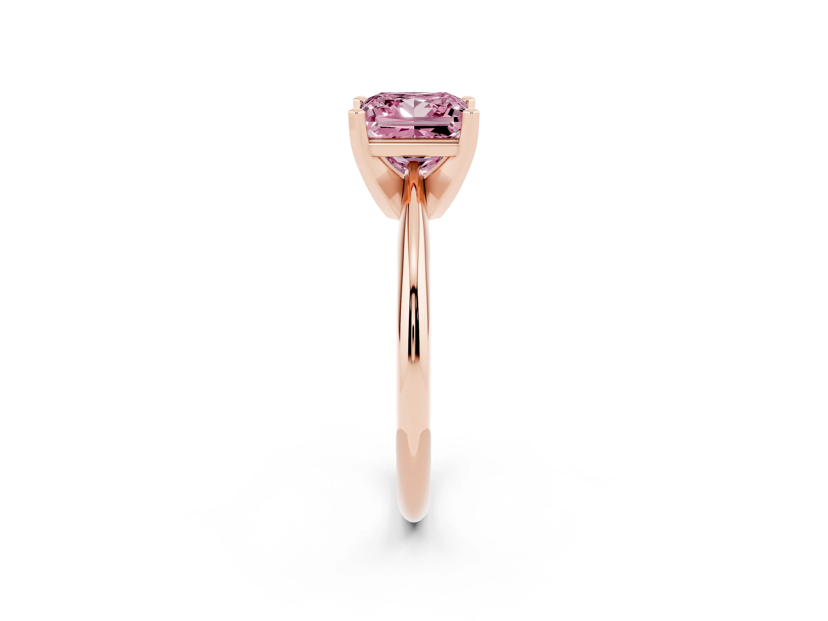 Princess Cut Engagement Ring Setting for a Fancy Pink Lab-Grown Diamond | Rose Gold