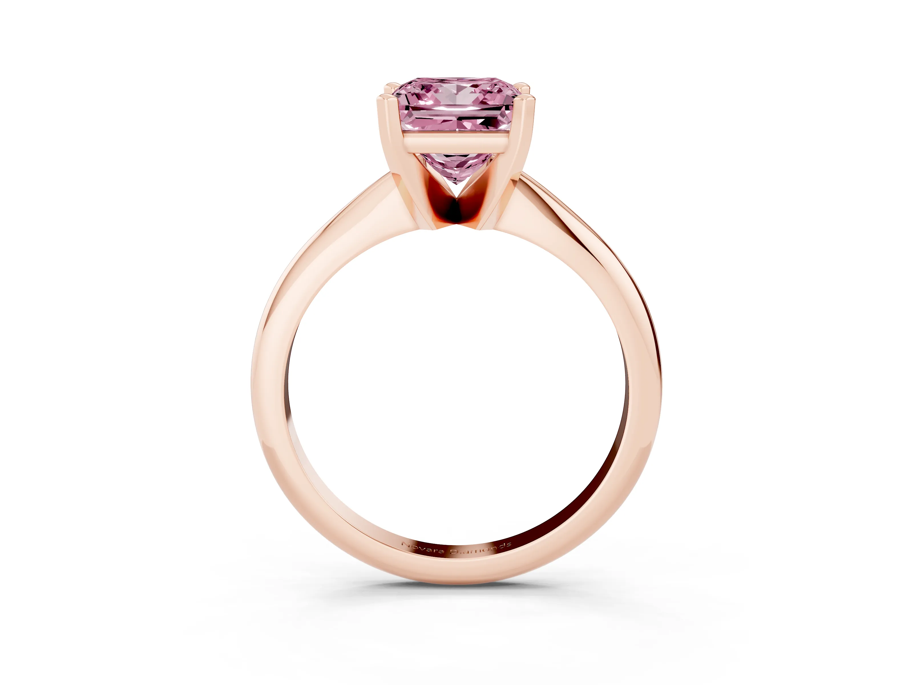 Princess Cut Engagement Ring Setting for a Fancy Pink Lab-Grown Diamond | Rose Gold