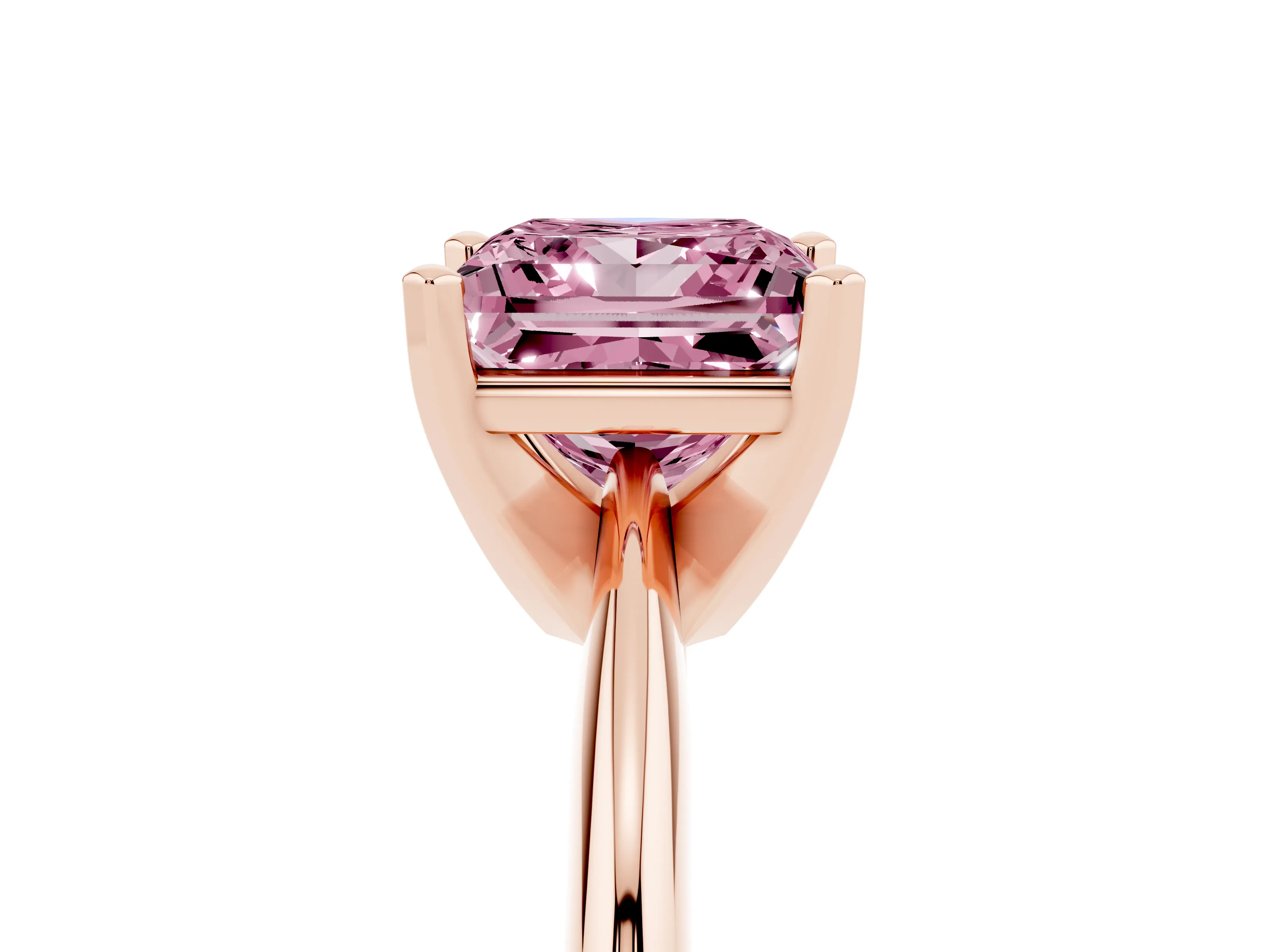 Princess Cut Engagement Ring Setting for a Fancy Pink Lab-Grown Diamond | Rose Gold