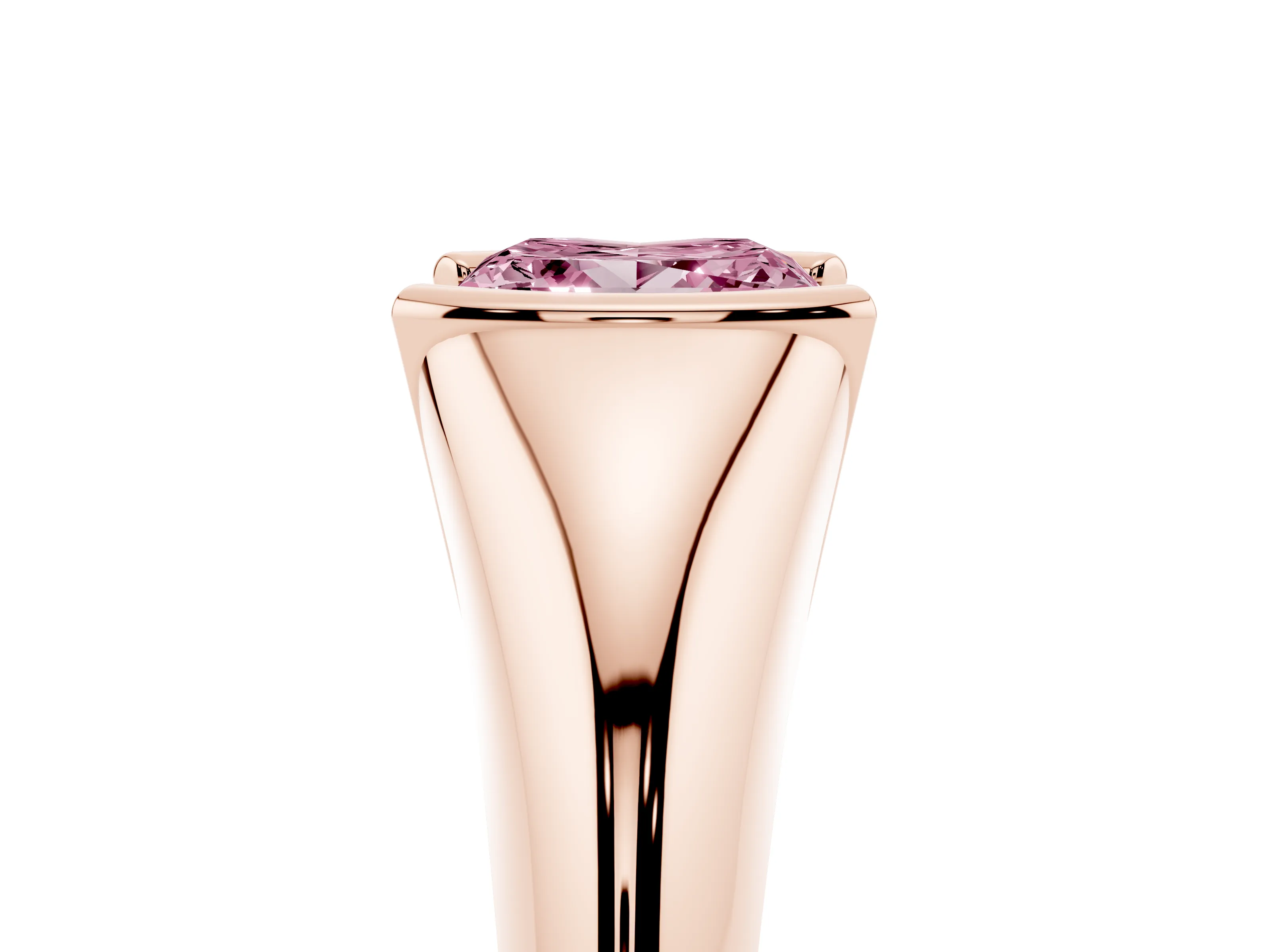 Fancy Pink Princess Cut Diamond Solitaire Tension Set Ring Set in Rose gold