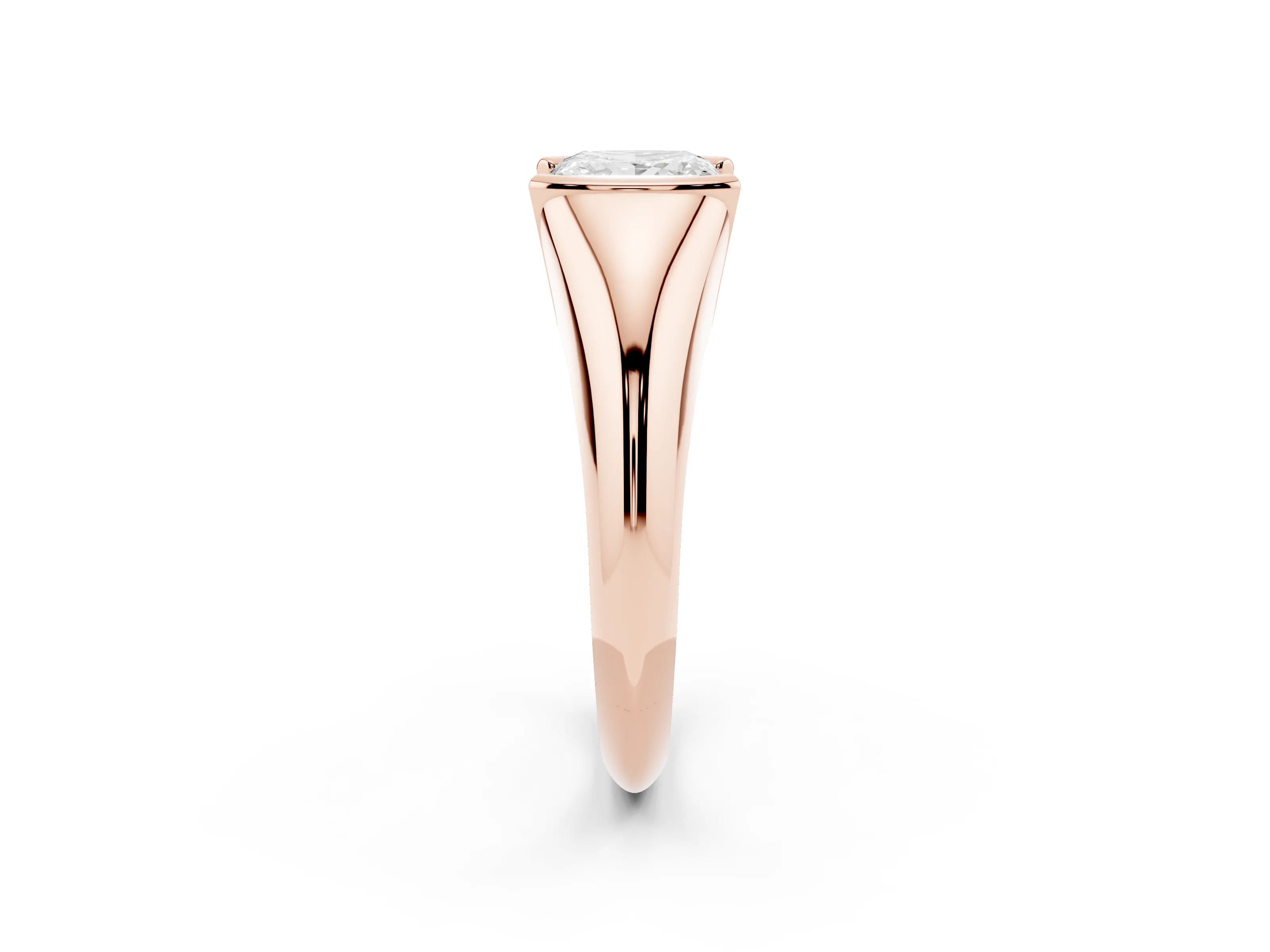 Princess Cut Diamond Solitaire Tension Set Ring Set in Rose gold