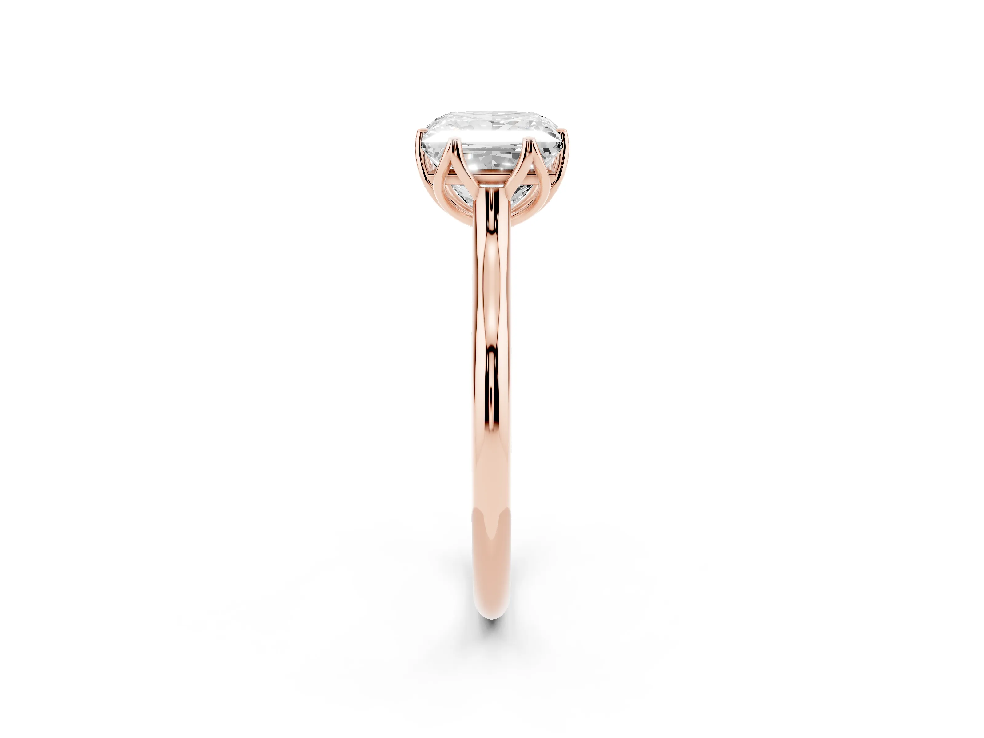 Princess Cut Diamond Solitaire Cathedral Ring Set in Rose gold with Prong Setting