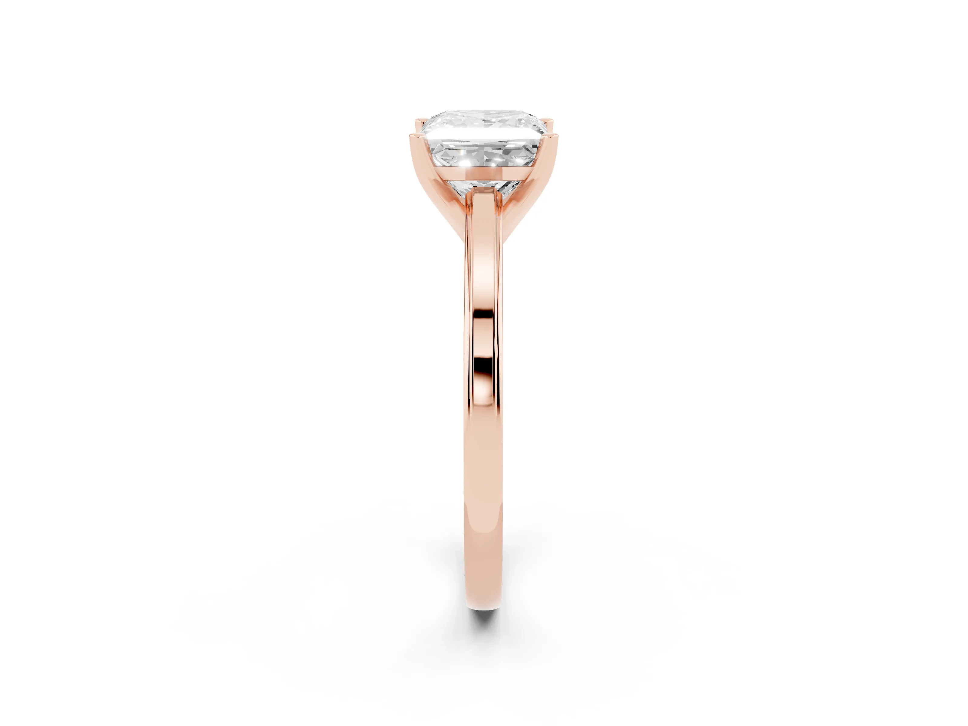 Princess Cut Diamond Solitaire Ring Set in Rose gold with Prong Setting and Classic Band