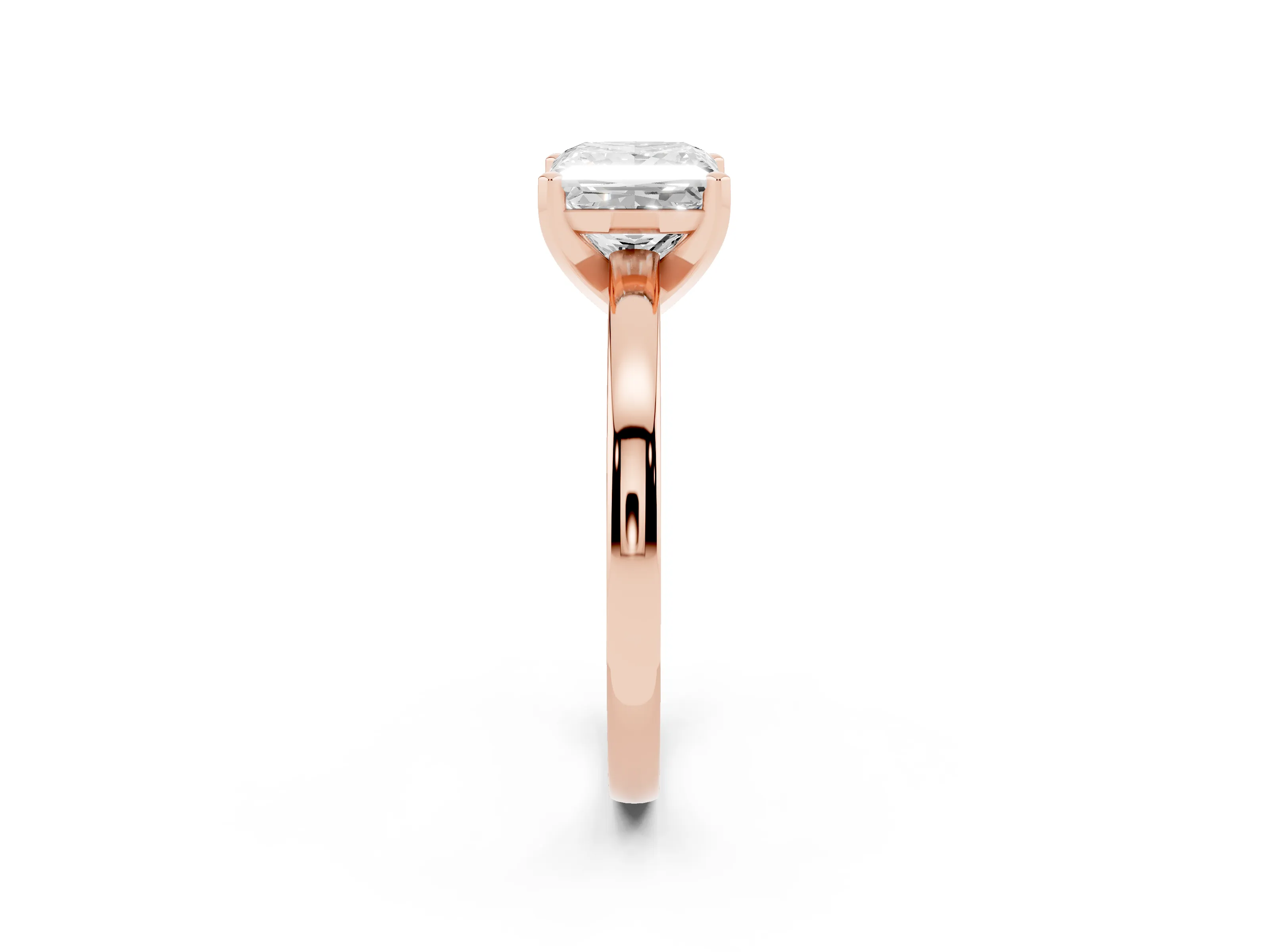 Princess Cut Diamond Solitaire Engagement Ring Set in Rose gold with Prong Setting on a Classic Band