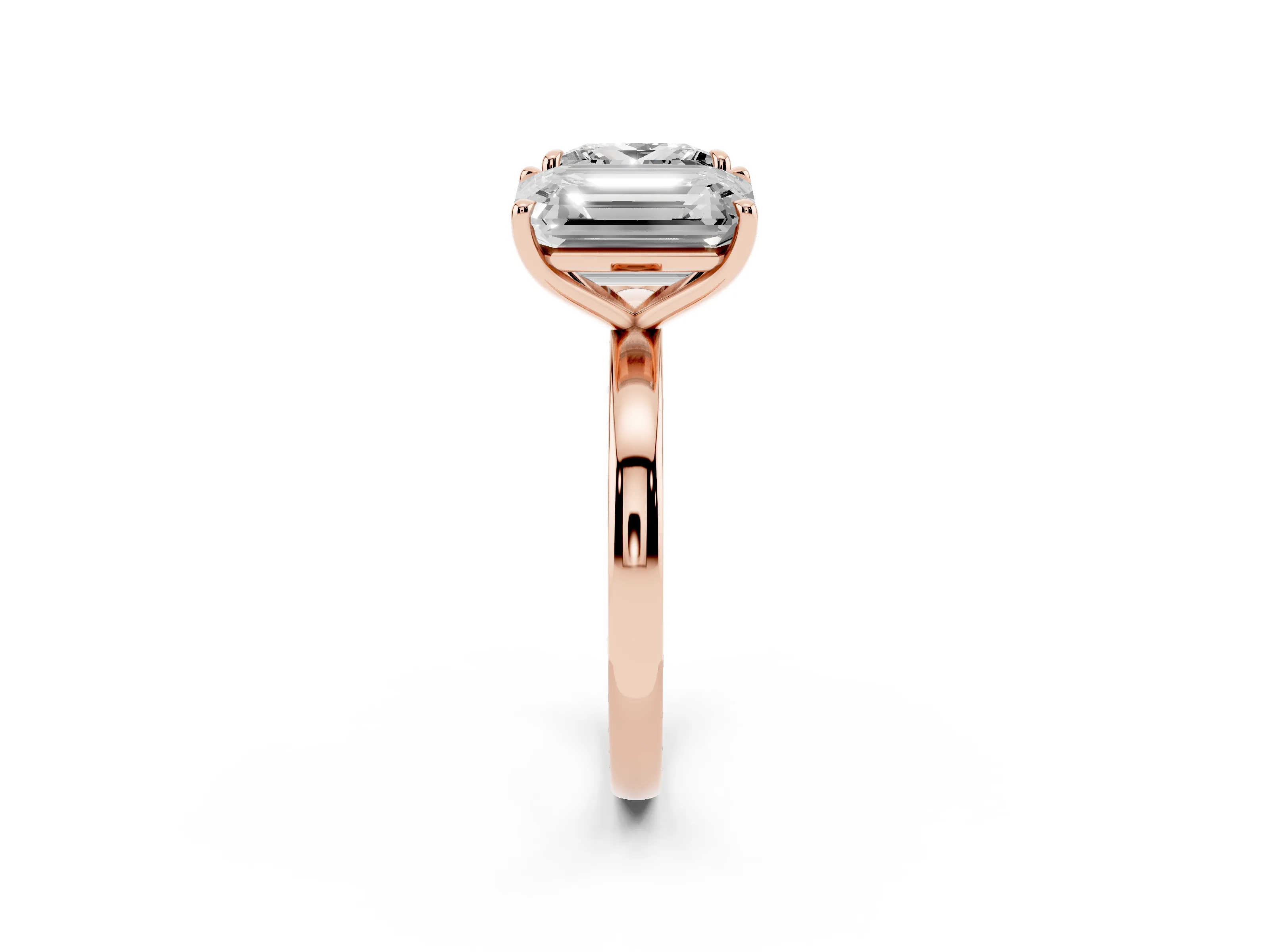 Princess Cut and Emerald Cut Toi Moi Ring Set in Rose gold with Prong Setting