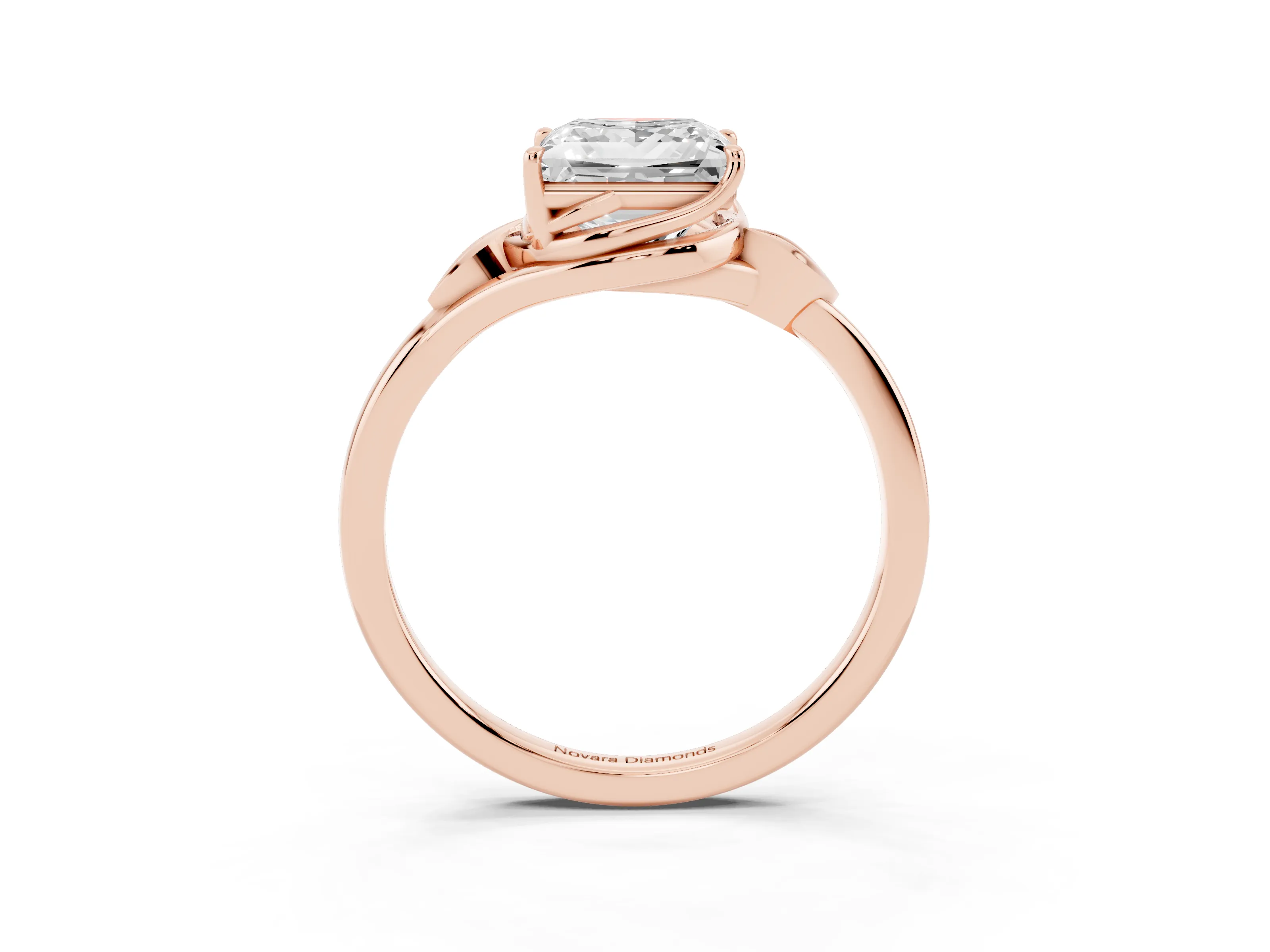 Princess Cut Diamond Solitaire Ring Set in Rose gold with Polished Twist Band