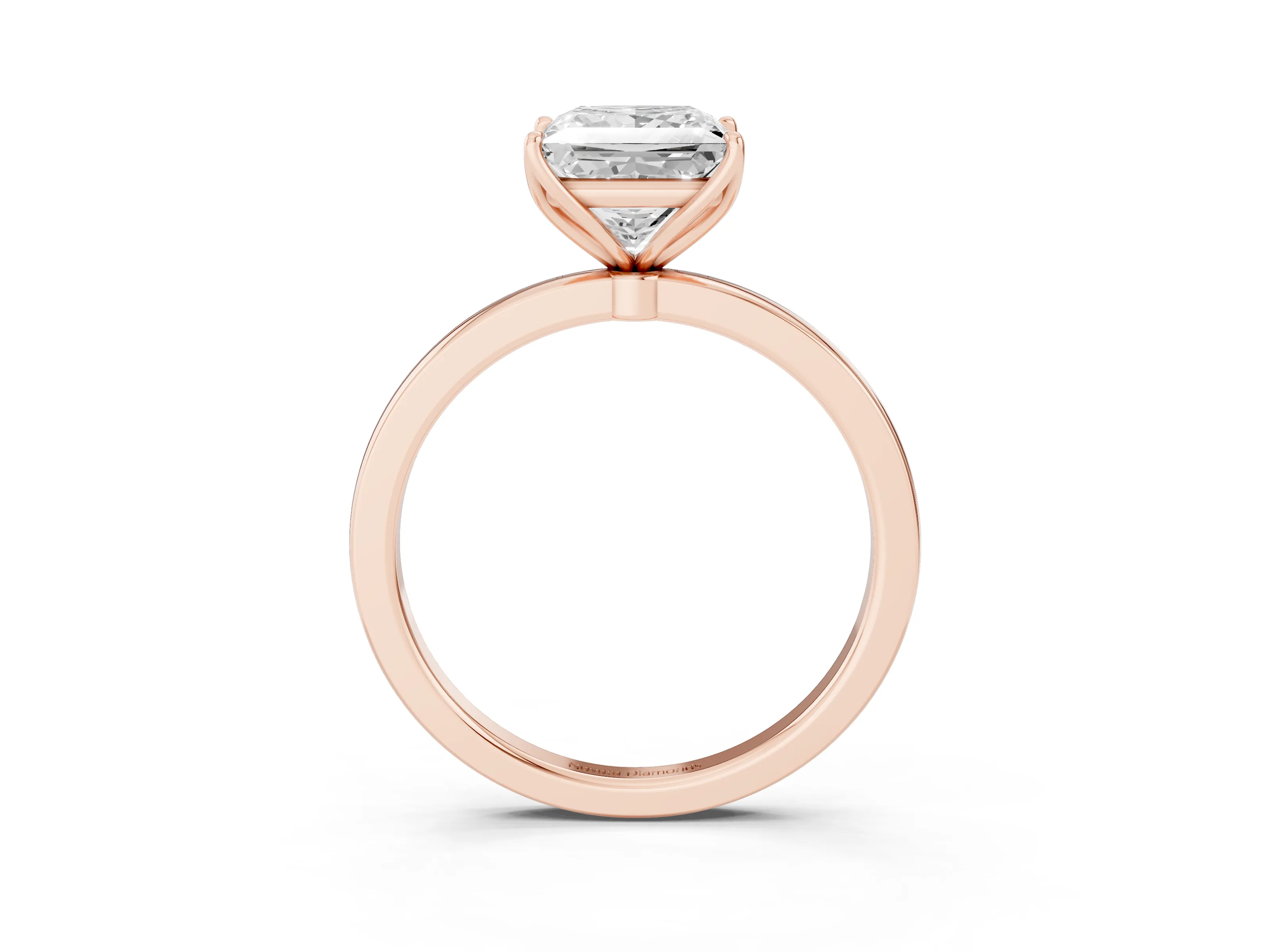 Princess Cut Diamond Solitaire Ring Set in Rose gold with Prong Setting and Thin Polished Band