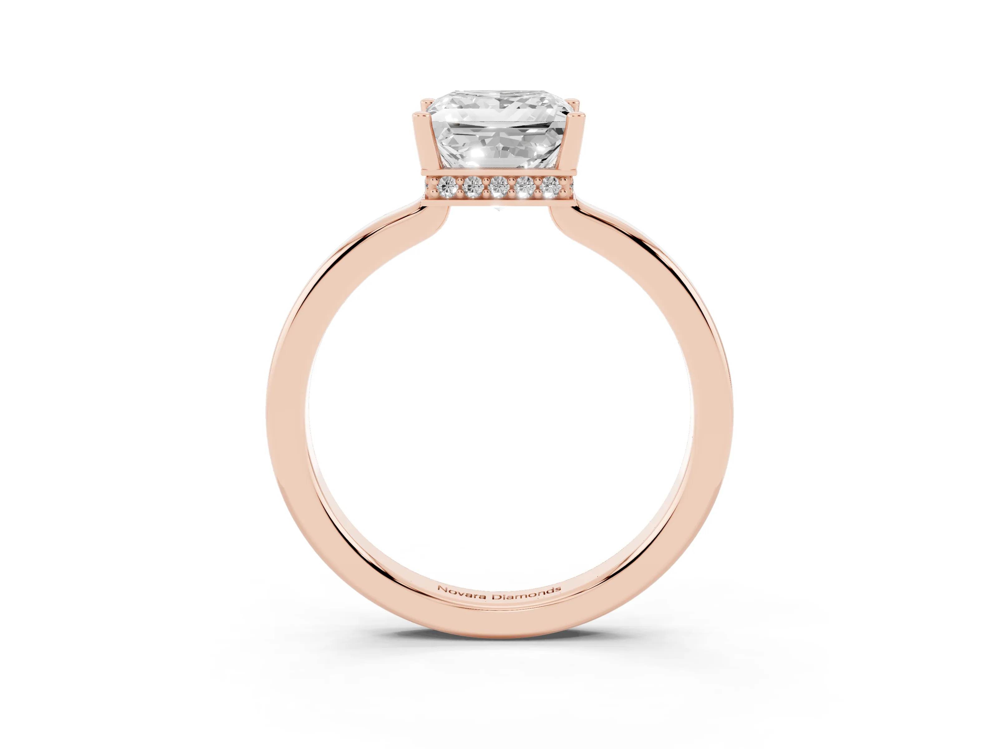 Princess Cut Diamond Solitaire Engagement Ring Set in Rose gold with Prong Setting on a Plain Band