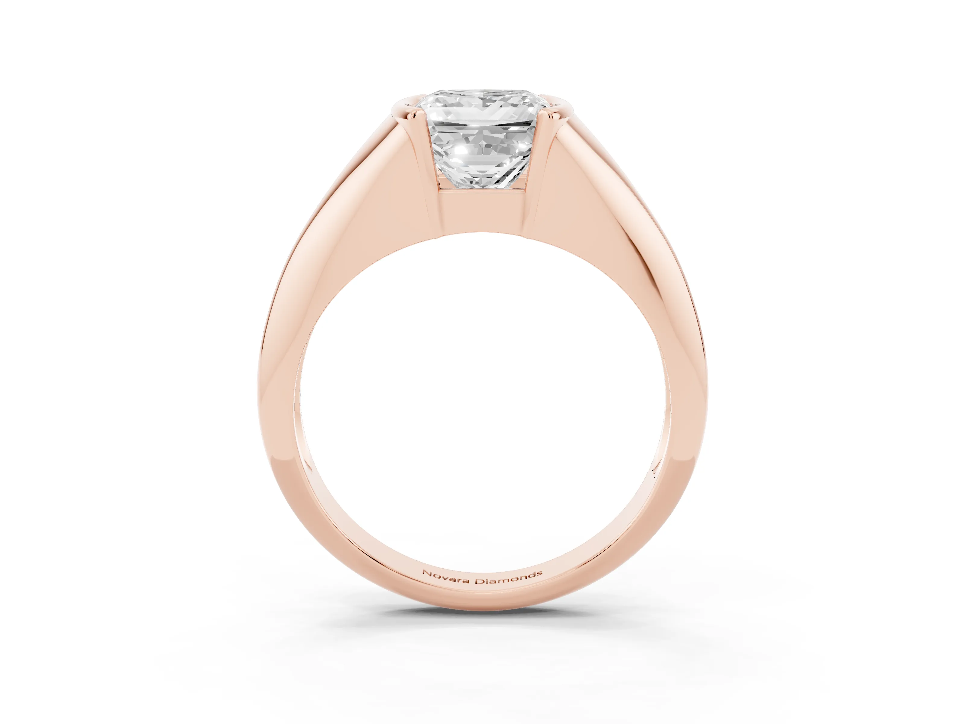 Princess Cut Diamond Solitaire Tension Set Ring Set in Rose gold