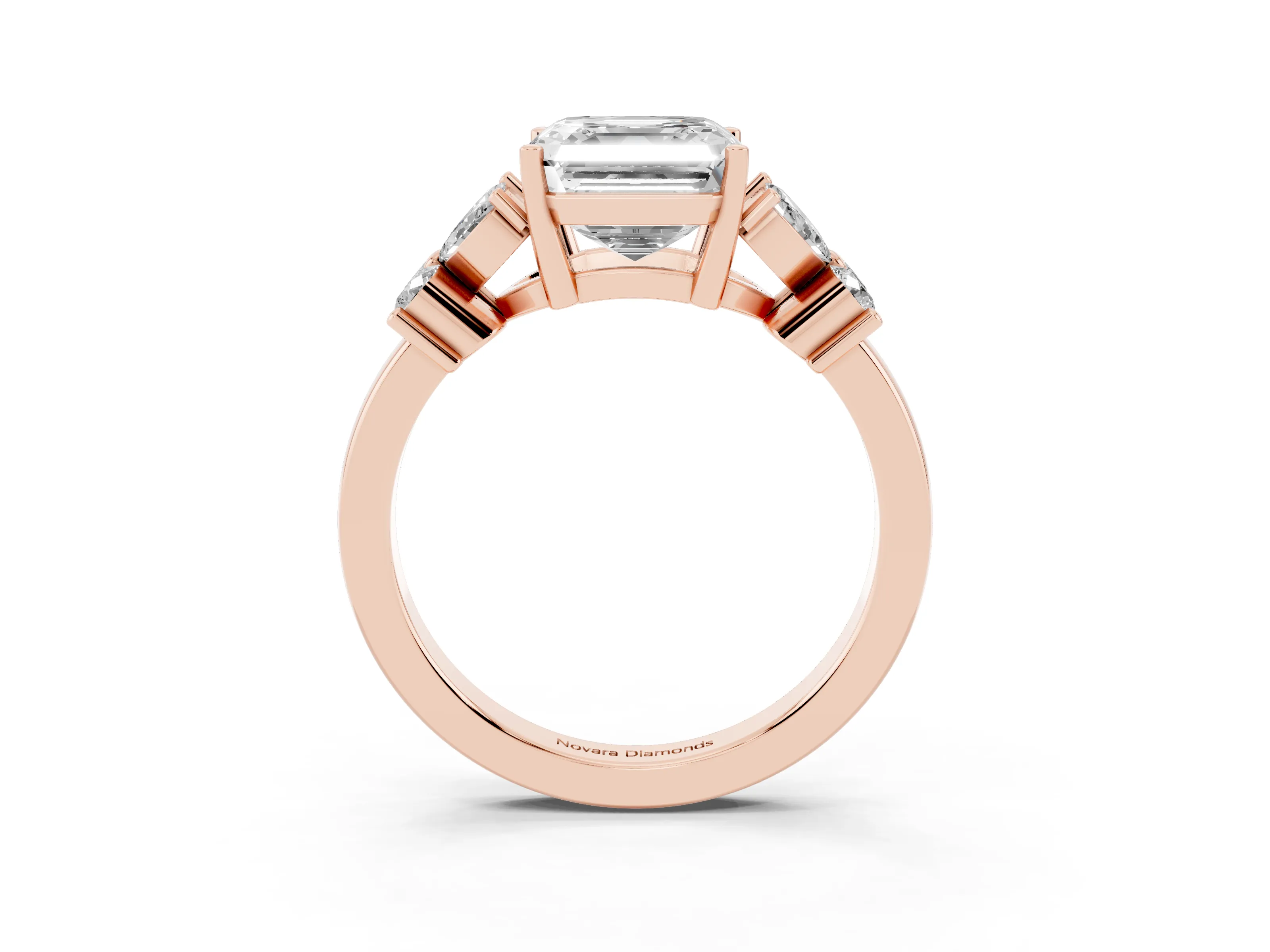 Princess Cut Diamond Floral Cluster Ring Set in Rose gold with Marquise Petals and Prong Setting