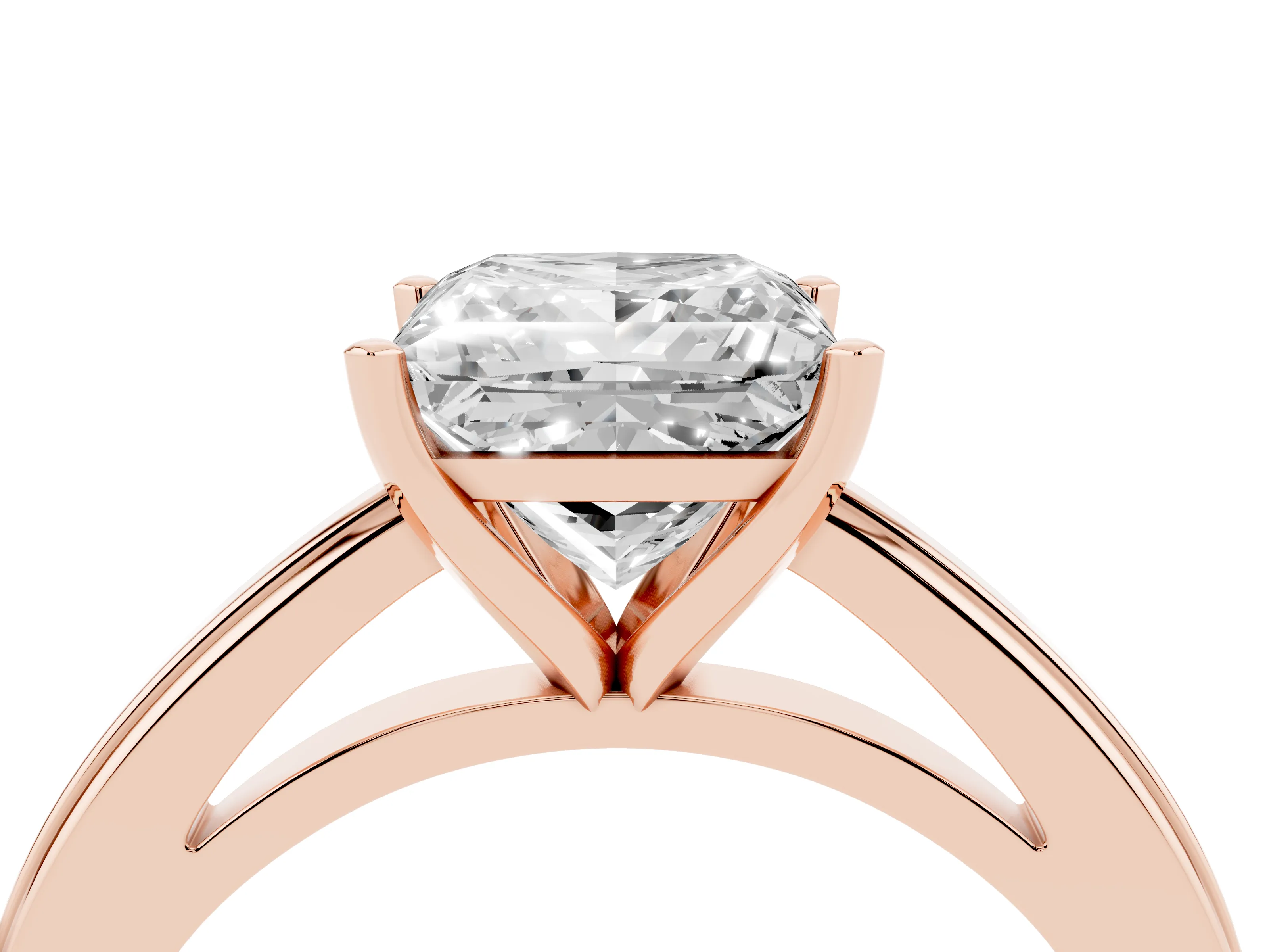 Princess Cut Diamond Solitaire Ring Set in Rose gold with Prong Setting and Classic Band