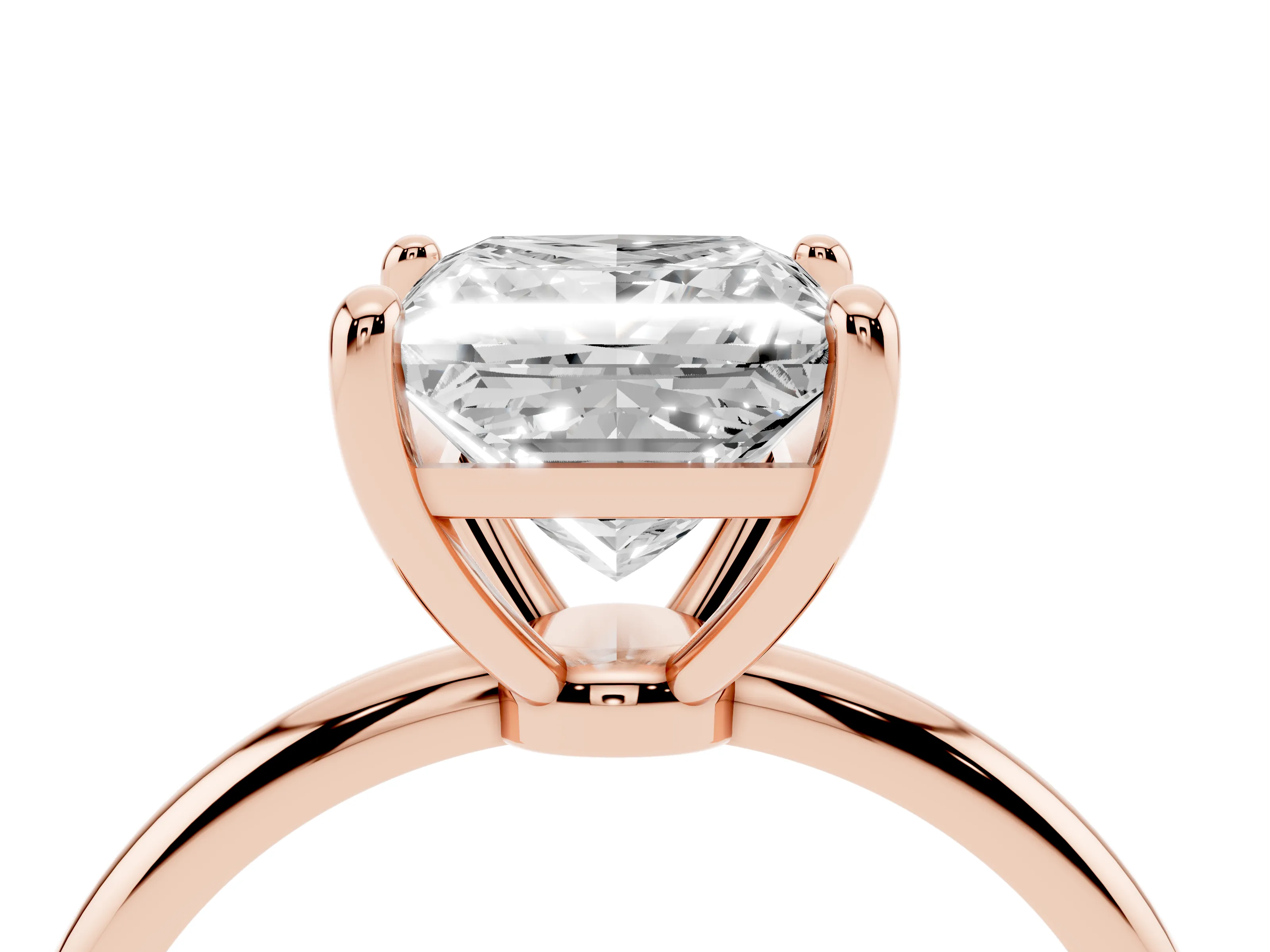 Princess Cut Diamond Solitaire Ring Set in Rose gold with Secure Prong Setting on a Classic Band