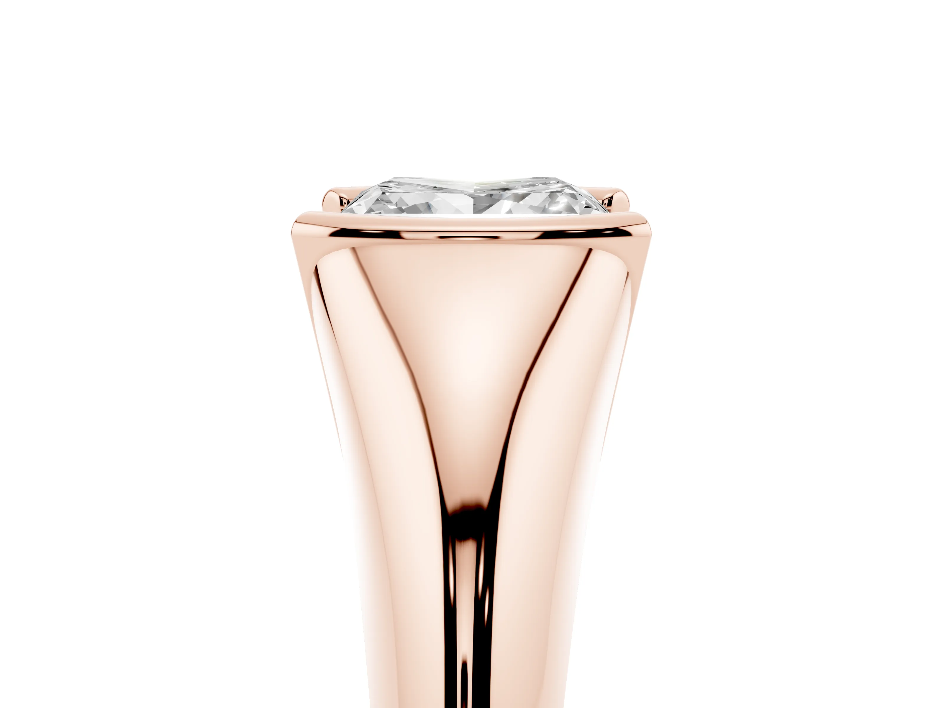 Princess Cut Diamond Solitaire Tension Set Ring Set in Rose gold