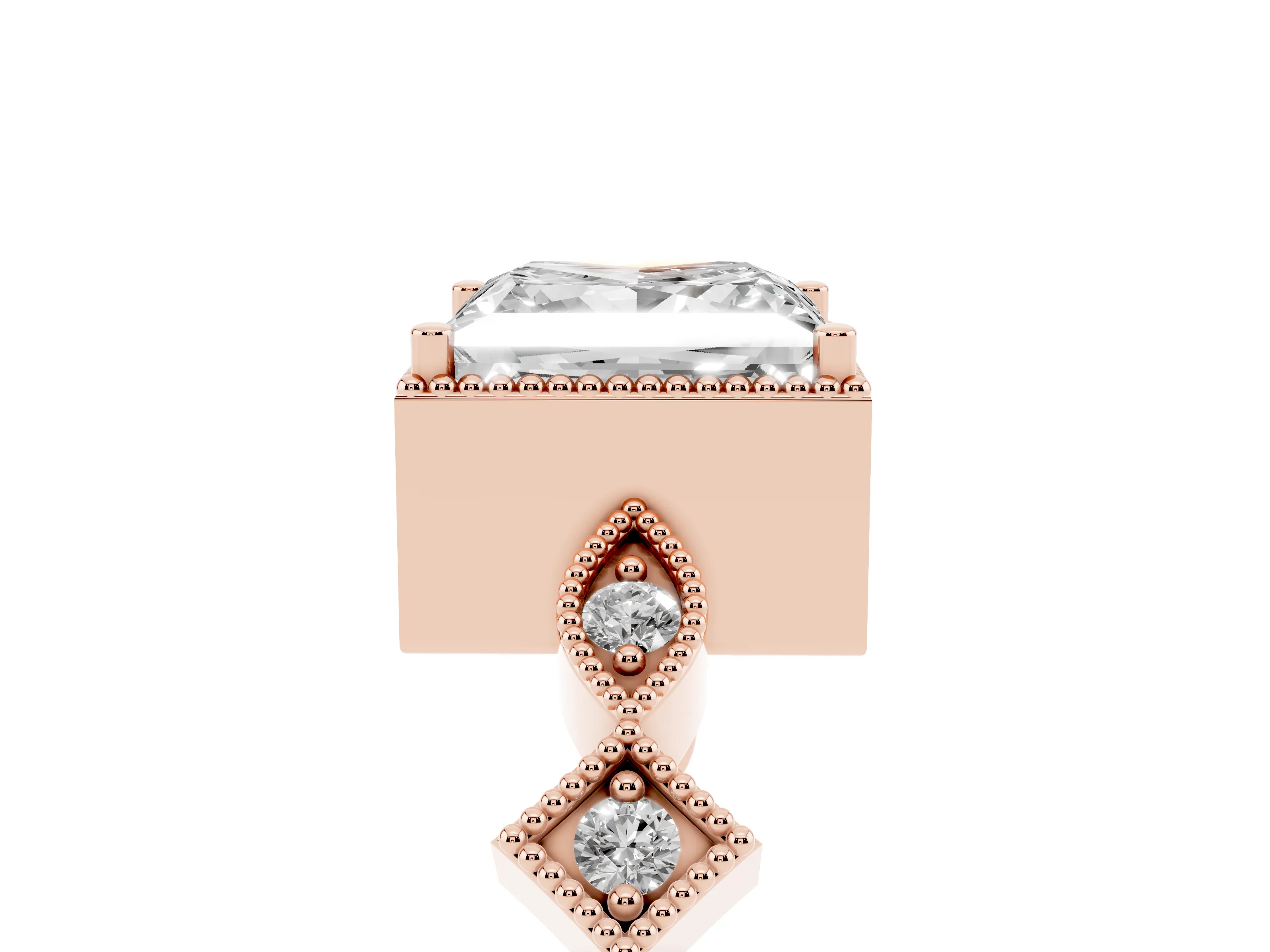 Princess Cut Diamond Milgrain Marquise Twist Band Ring Set in Rose gold with Prong Setting