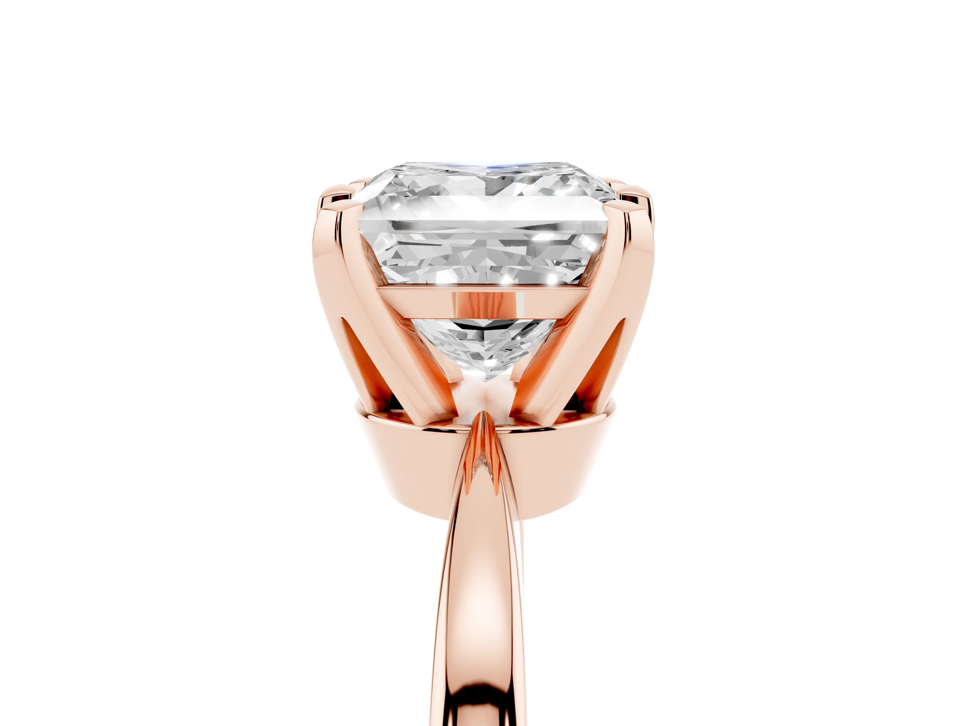 Princess Cut Diamond Solitaire Engagement Ring Set in Rose gold with Slim Tapered Solitaire Band