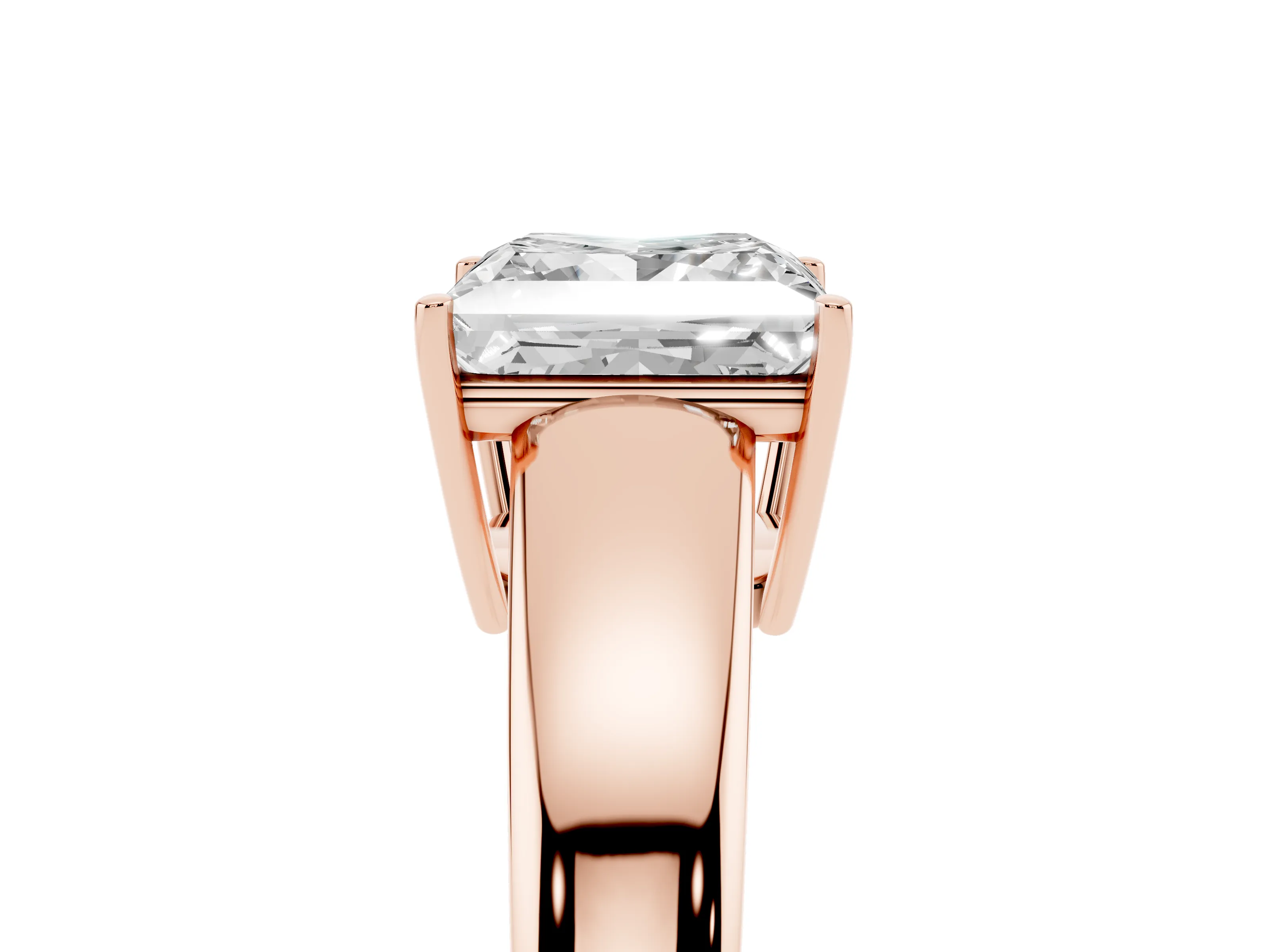 Princess Cut Diamond Solitaire Ring Set in Rose gold with Tapered Band and Prong Setting