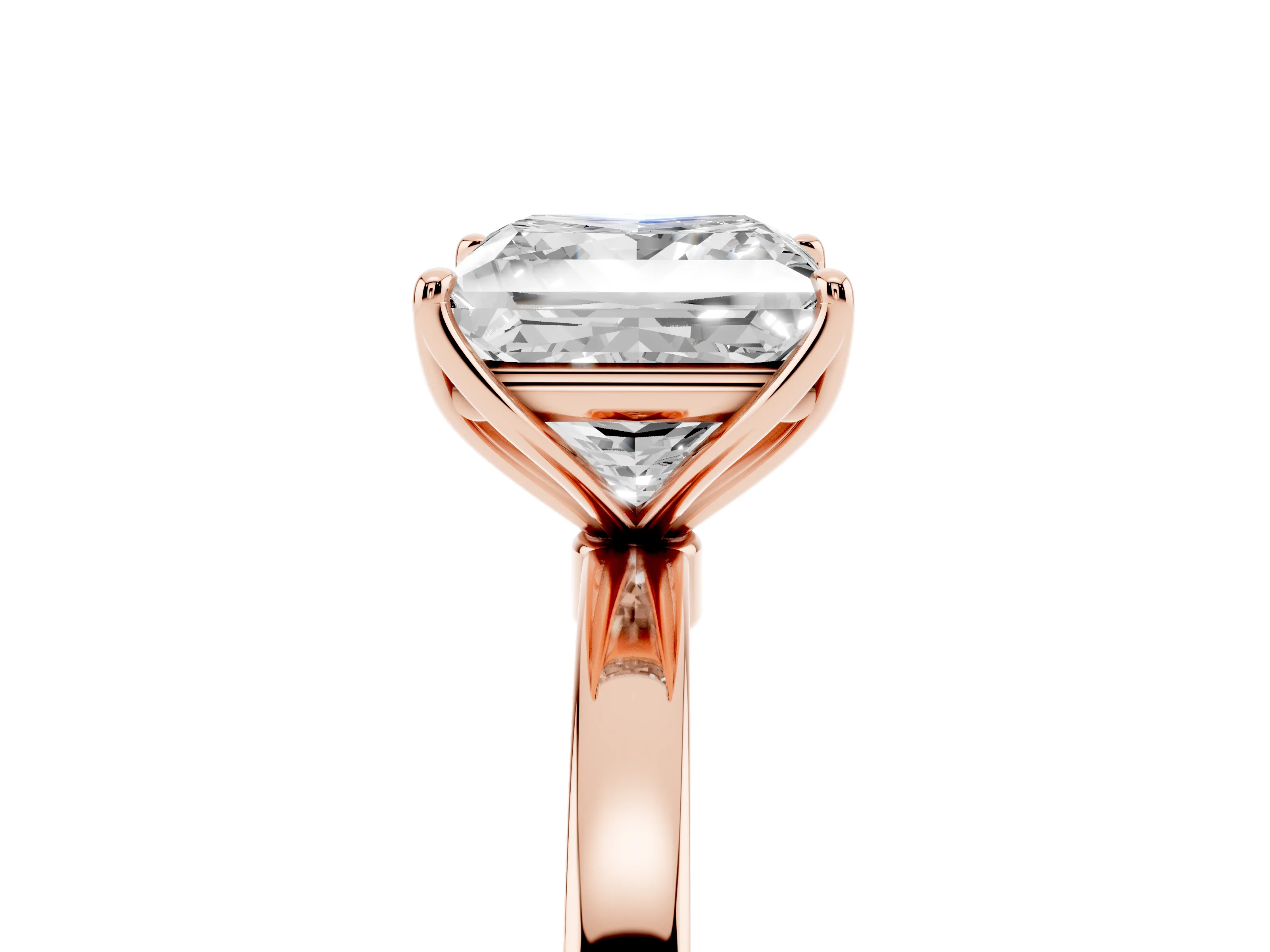 Princess Cut Diamond Solitaire Ring Set in Rose gold with Prong Setting and Thin Polished Band