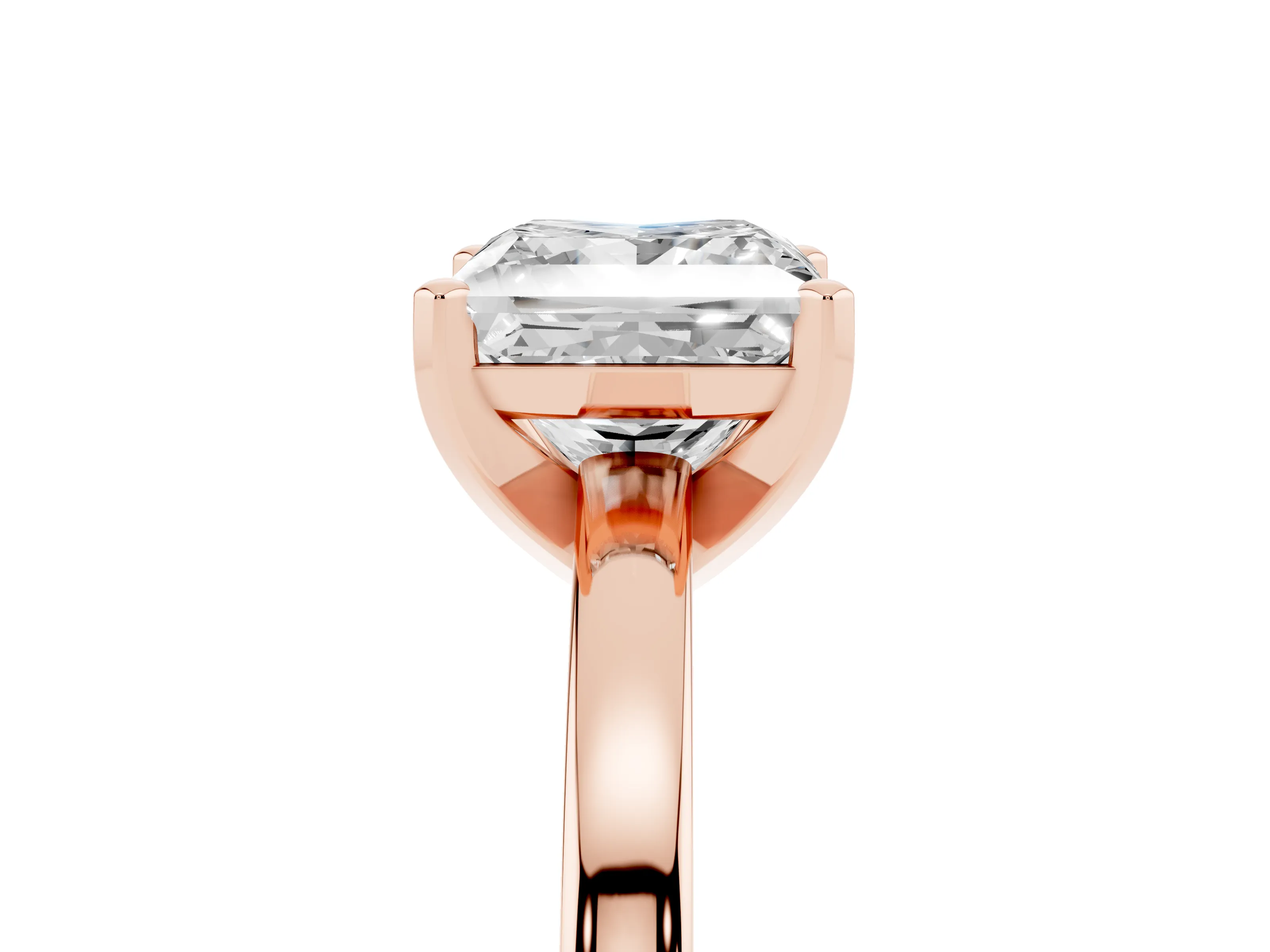Princess Cut Diamond Solitaire Engagement Ring Set in Rose gold with Prong Setting on a Classic Band