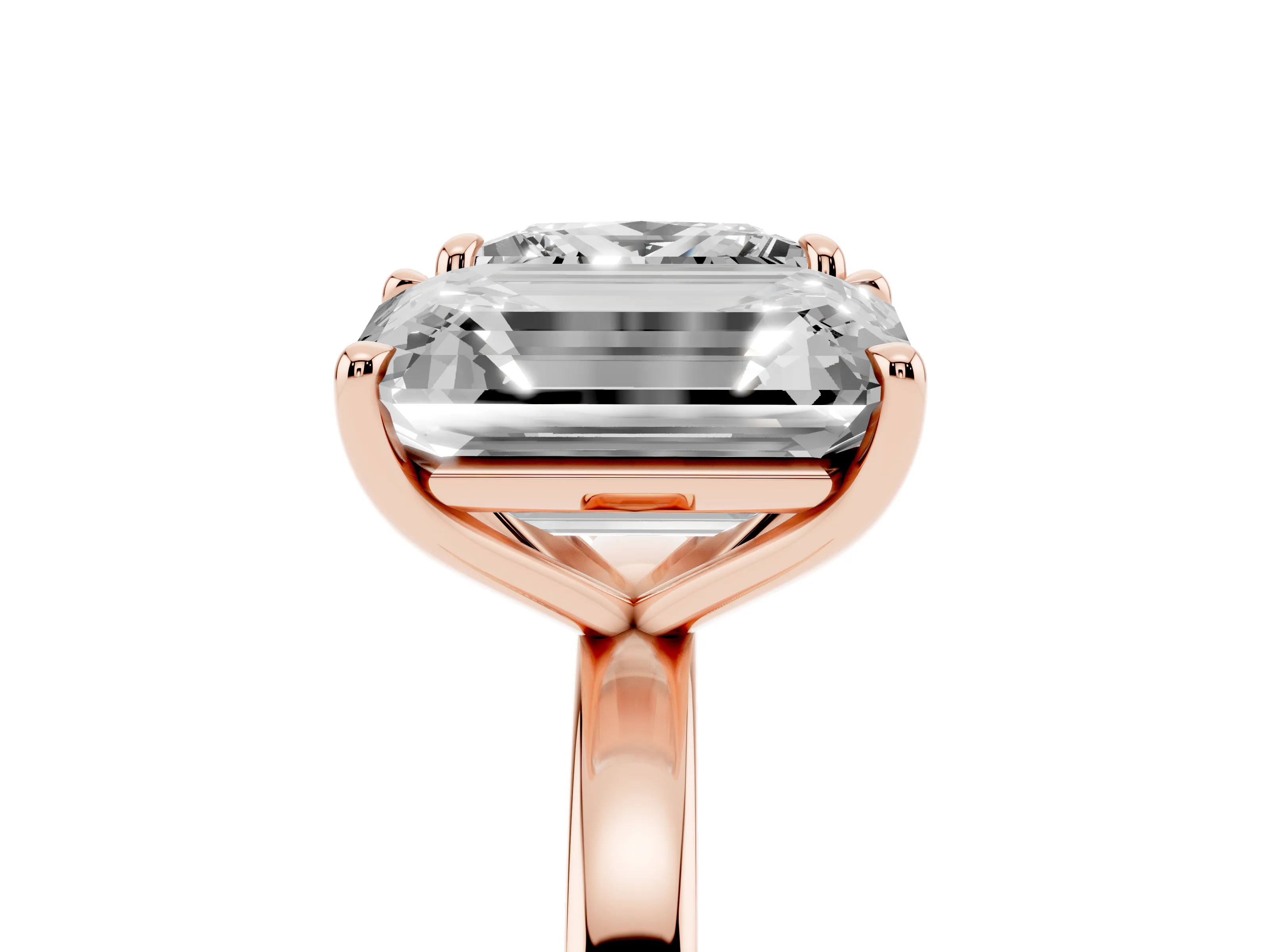 Princess Cut and Emerald Cut Toi Moi Ring Set in Rose gold with Prong Setting