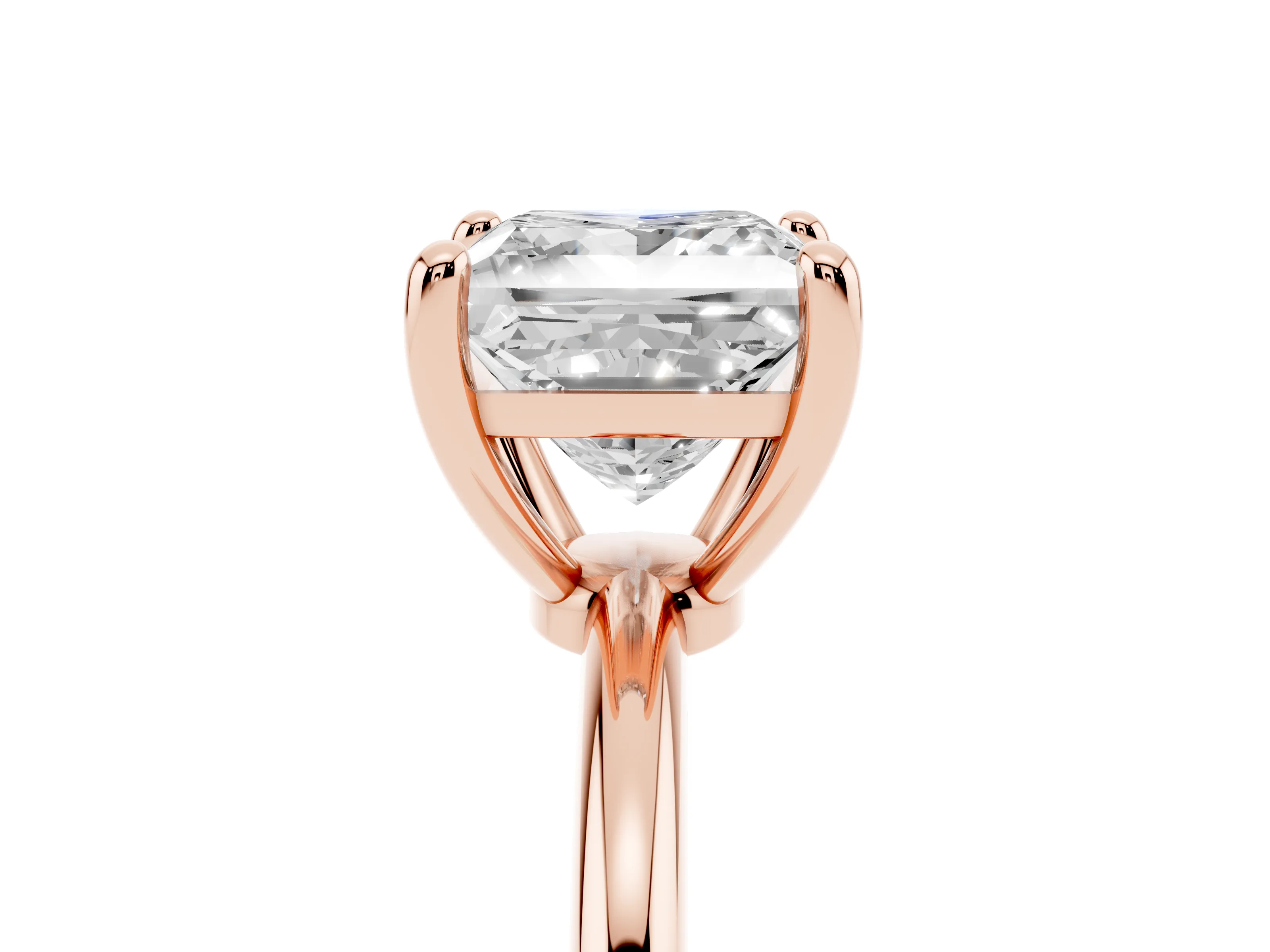 Princess Cut Diamond Solitaire Ring Set in Rose gold with Secure Prong Setting on a Classic Band