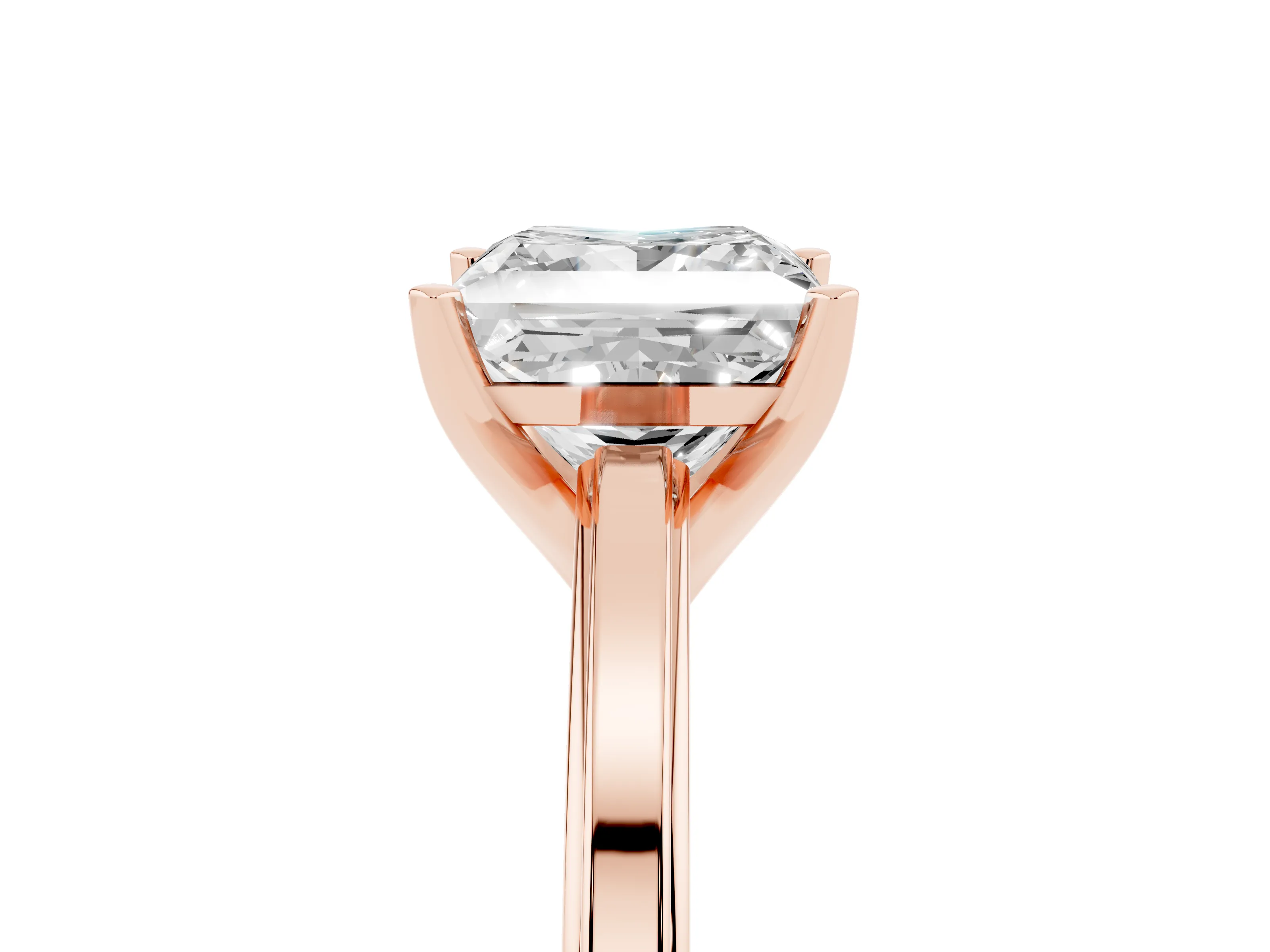 Princess Cut Diamond Solitaire Ring Set in Rose gold with Prong Setting and Classic Band