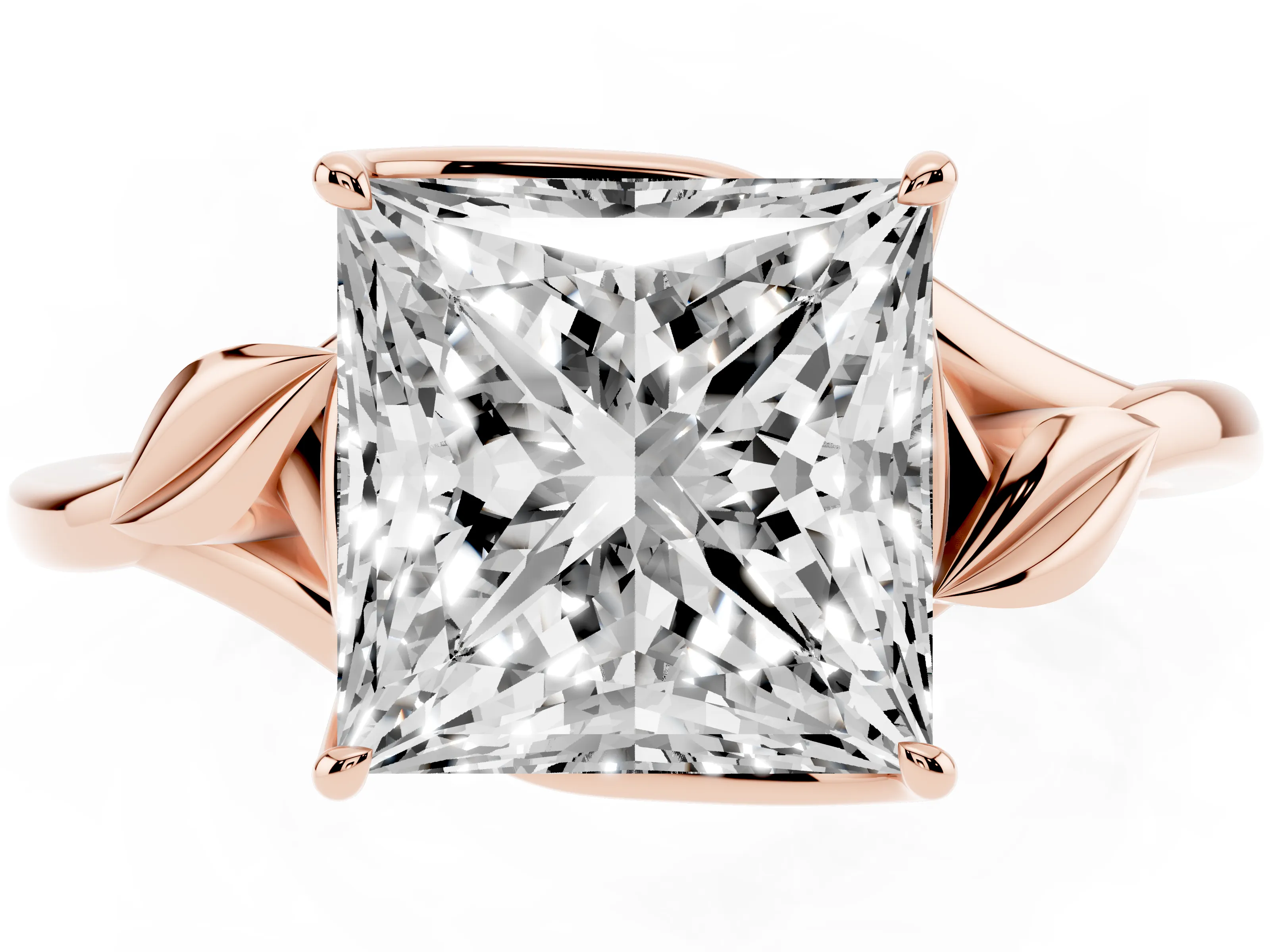Princess Cut Diamond Solitaire Ring Set in Rose gold with Polished Twist Band
