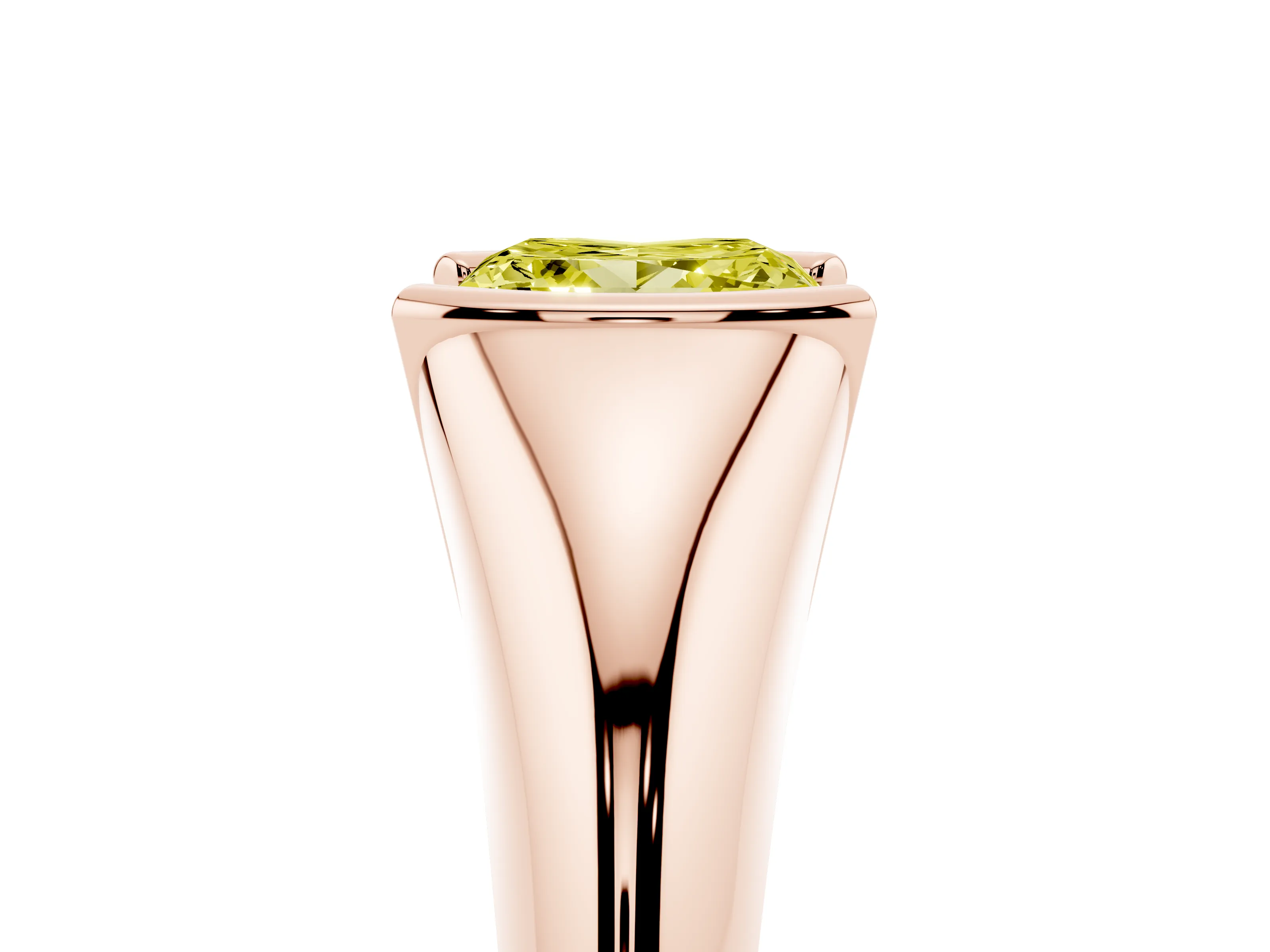 Fancy Yellow Princess Cut Diamond Solitaire Tension Set Ring Set in Rose gold