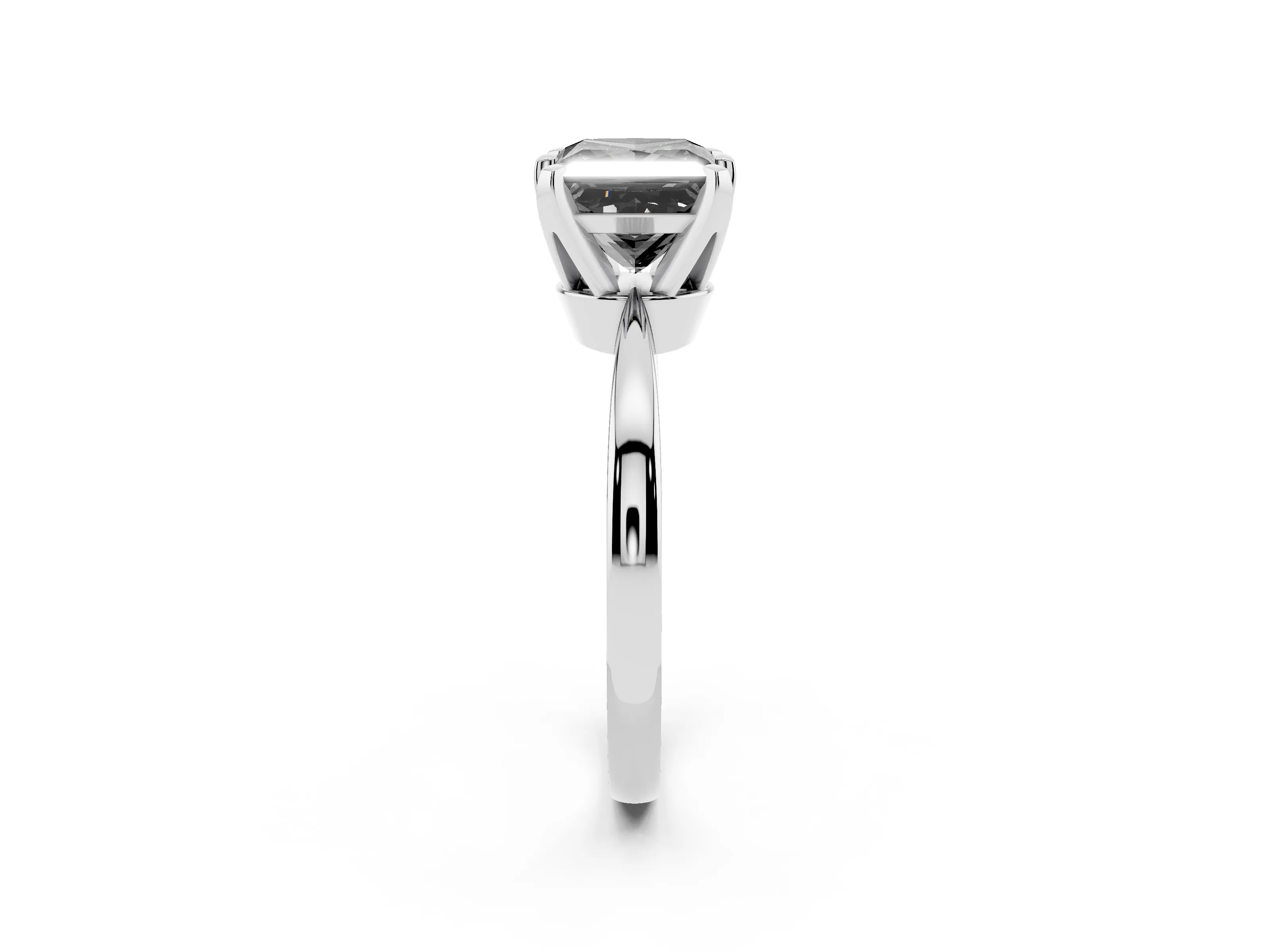 Fancy Black Princess Cut Diamond Solitaire Engagement Ring Set in White gold with Slim Tapered Solitaire Band
