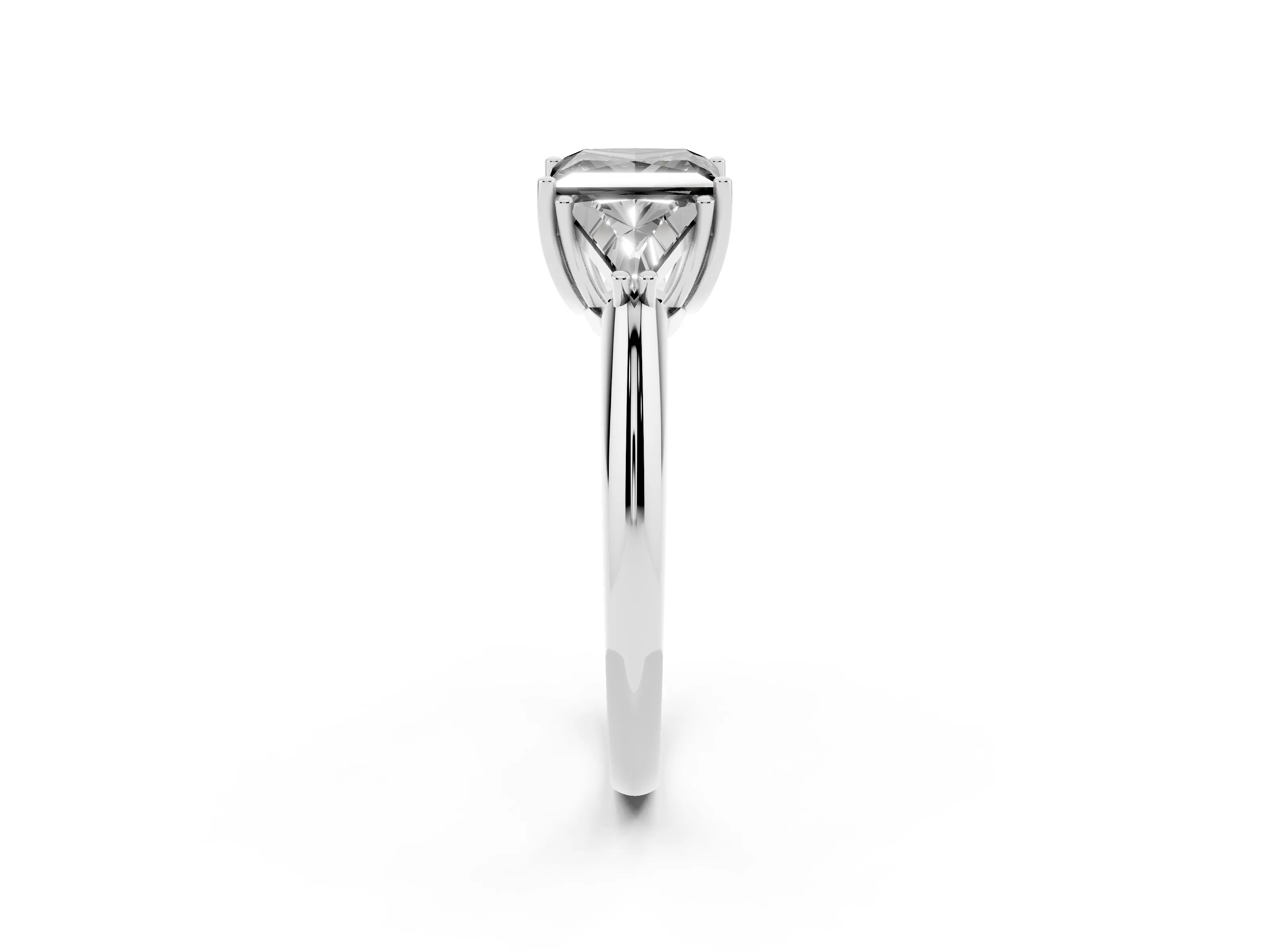 Fancy Black Princess Cut Diamond Three-Stone Engagement Ring Set in Silver with Trillion Side Stones