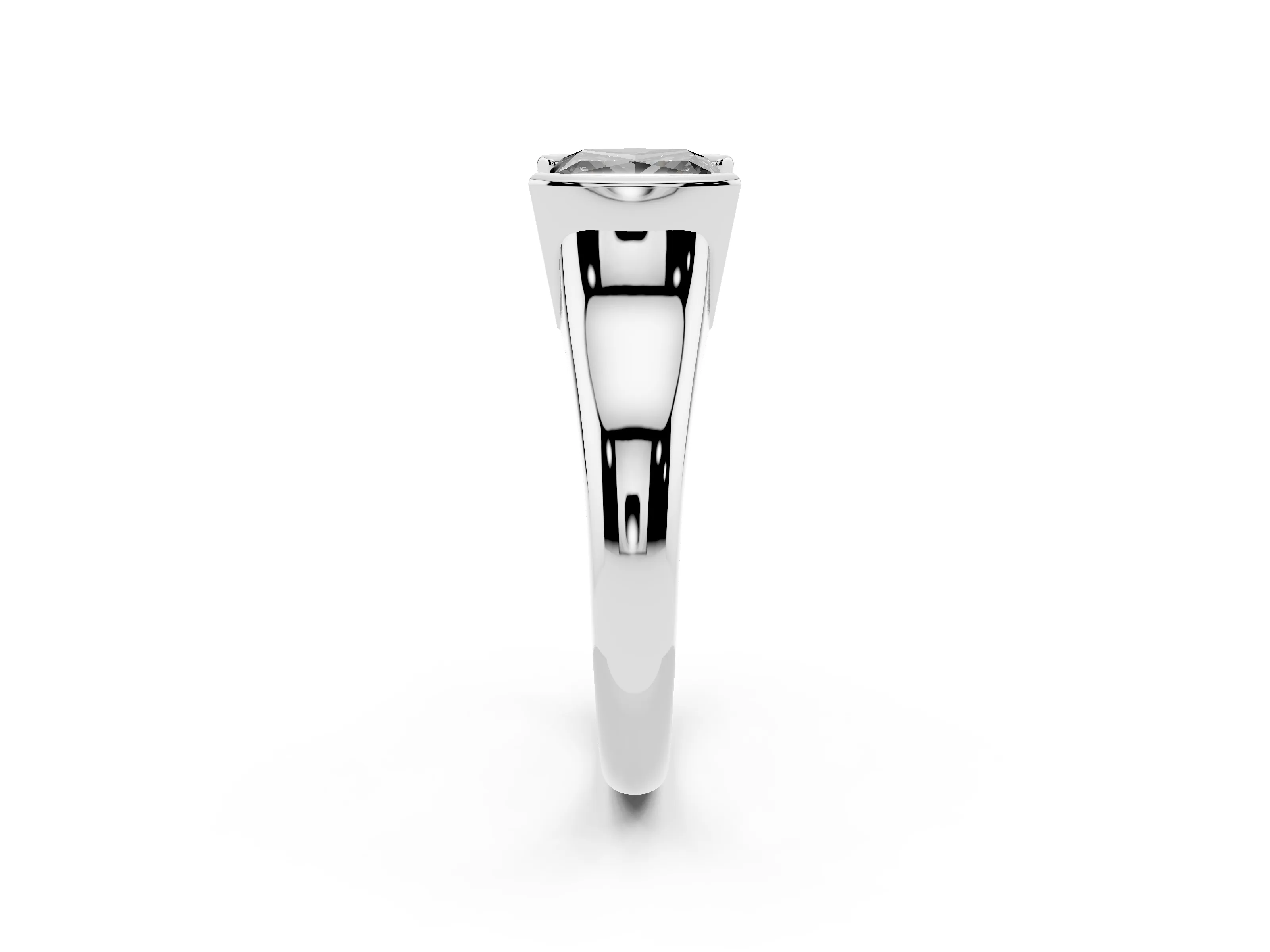 Fancy Black Princess Cut Diamond Solitaire Tension Set Ring Set in White gold with Split Shank Band