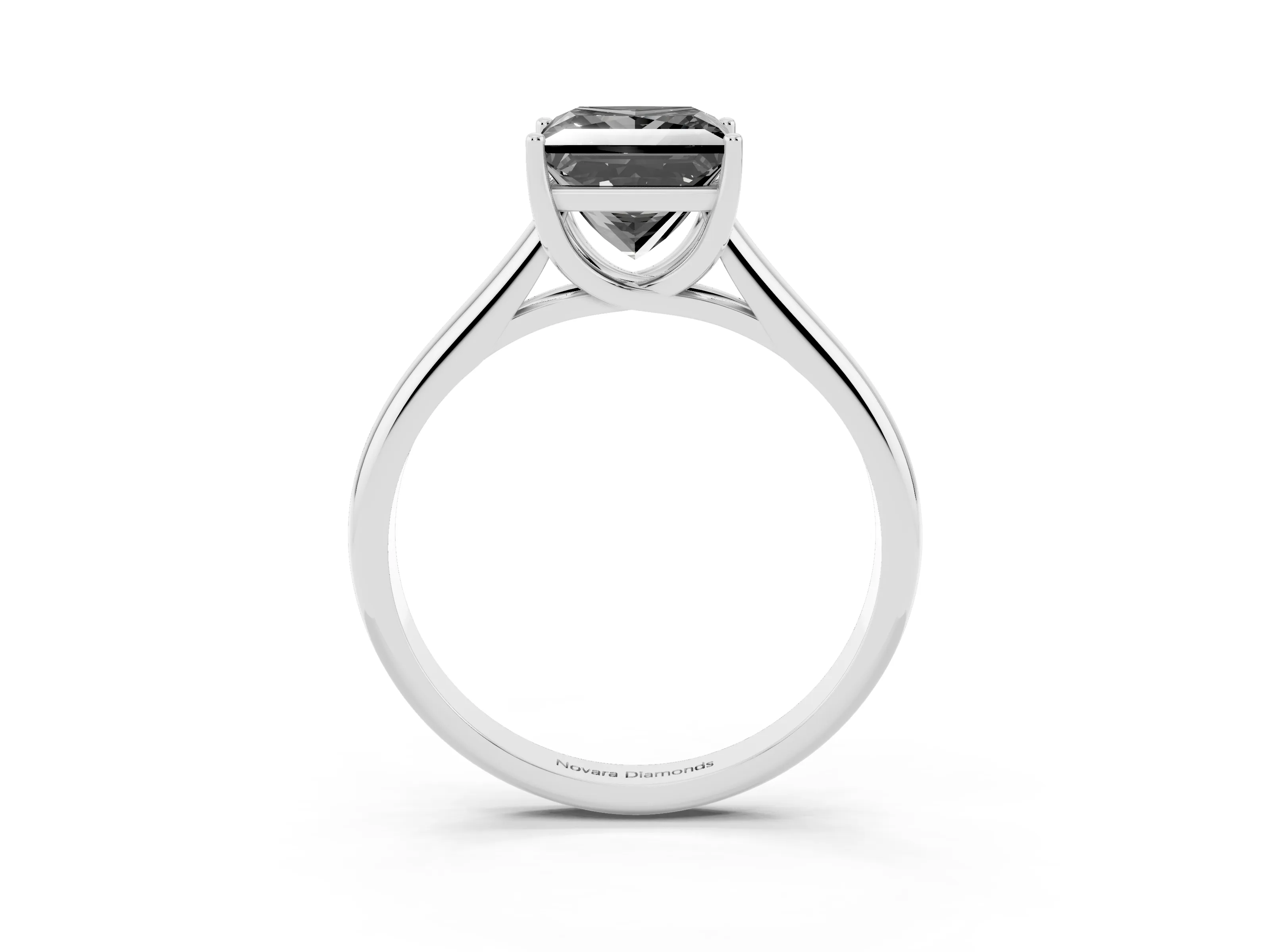 Fancy Black Princess Cut Diamond Solitaire Engagement Ring Set in Silver with Subtly Tapered Band and Prong Setting