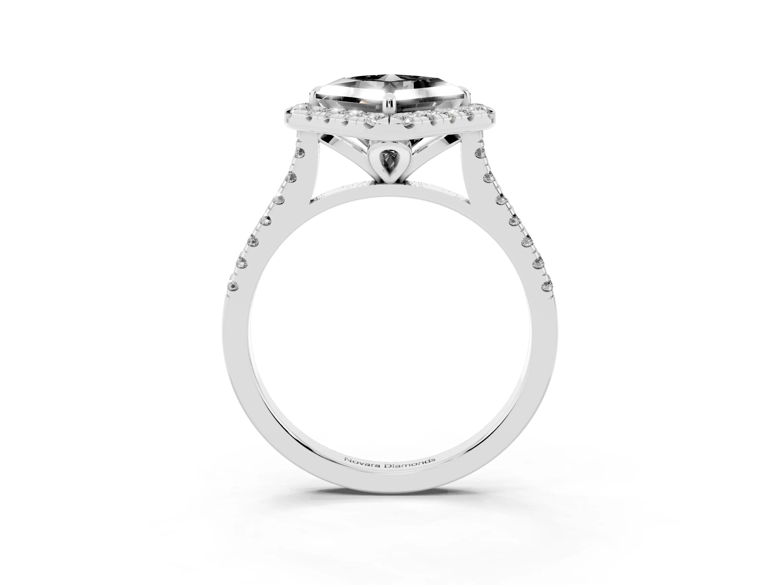 Fancy Black Princess Cut Diamond Cushion Halo Ring Set in Platinum with Pavé Band