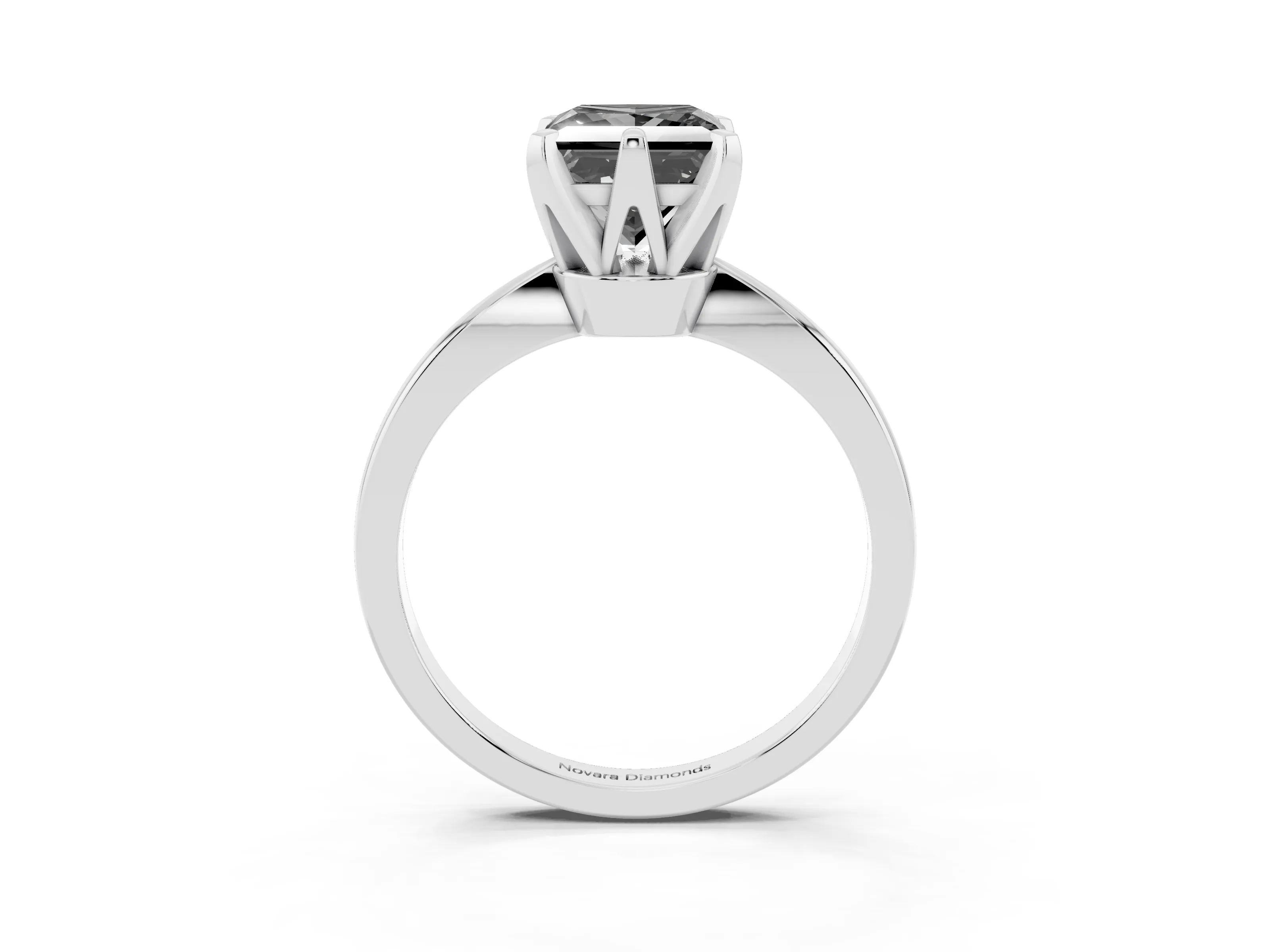 Fancy Black Princess Cut Diamond Solitaire Engagement Ring Set in White gold with Slim Tapered Solitaire Band