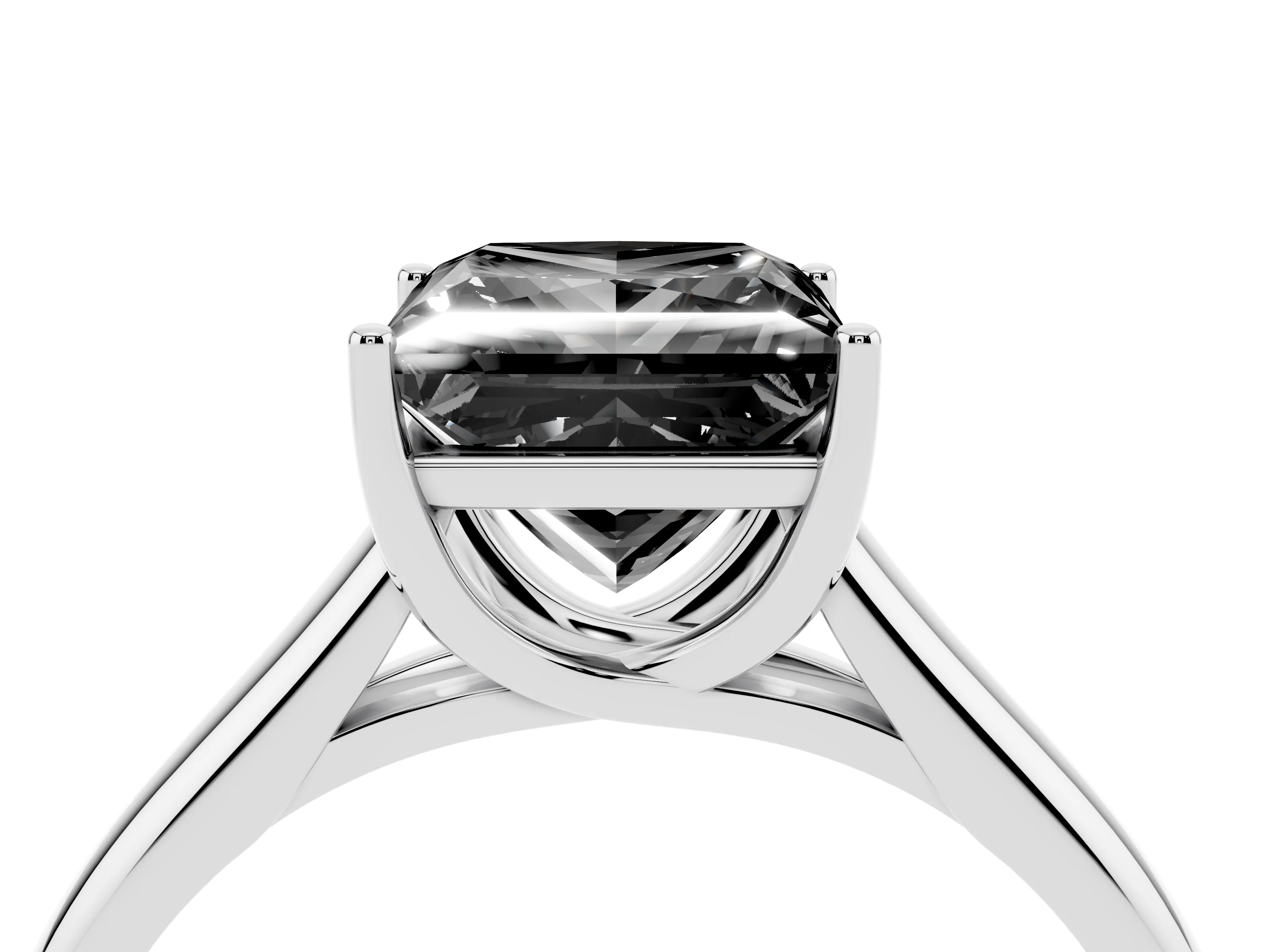 Fancy Black Princess Cut Diamond Solitaire Engagement Ring Set in Silver with Subtly Tapered Band and Prong Setting