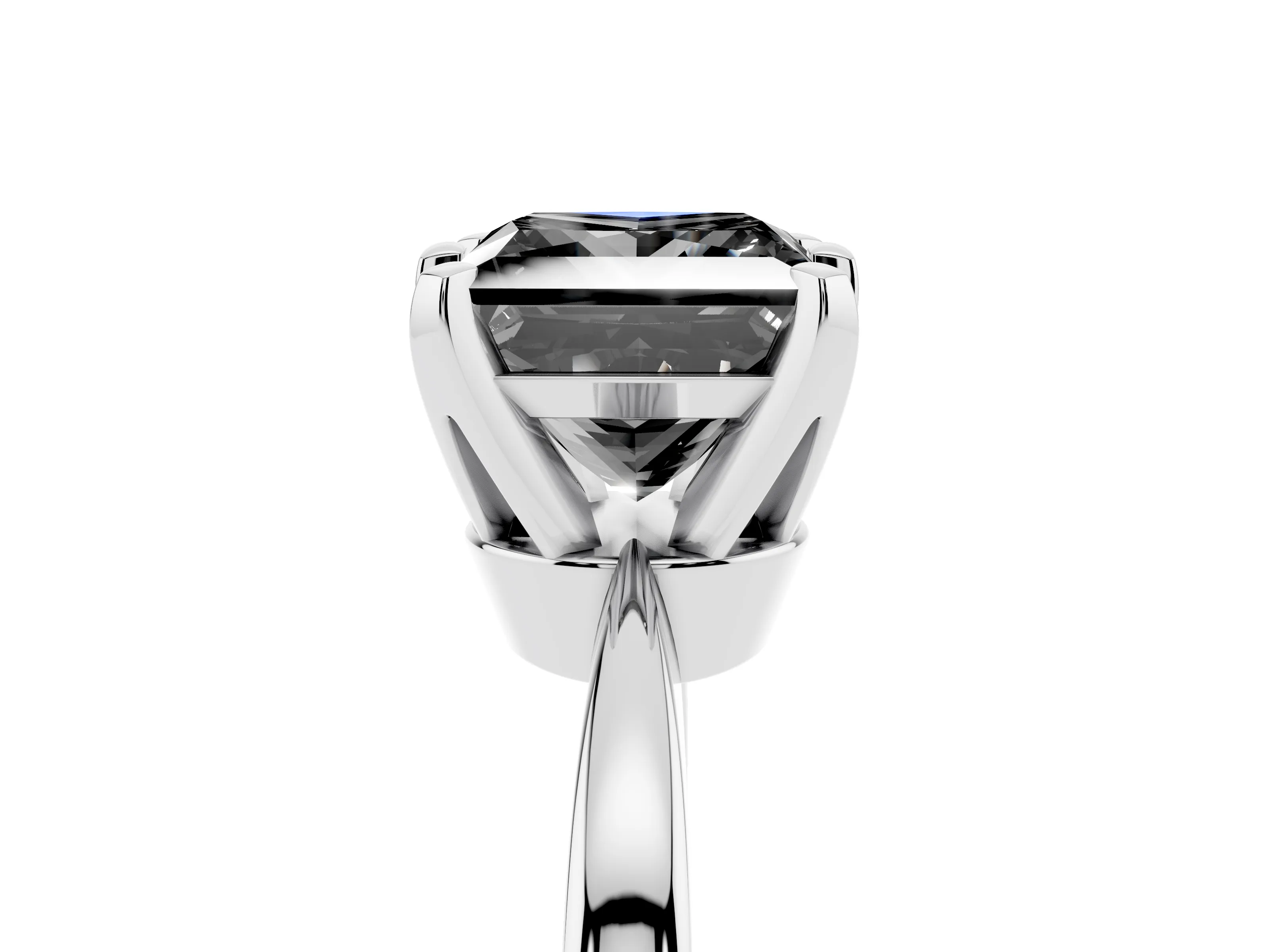 Fancy Black Princess Cut Diamond Solitaire Engagement Ring Set in White gold with Slim Tapered Solitaire Band