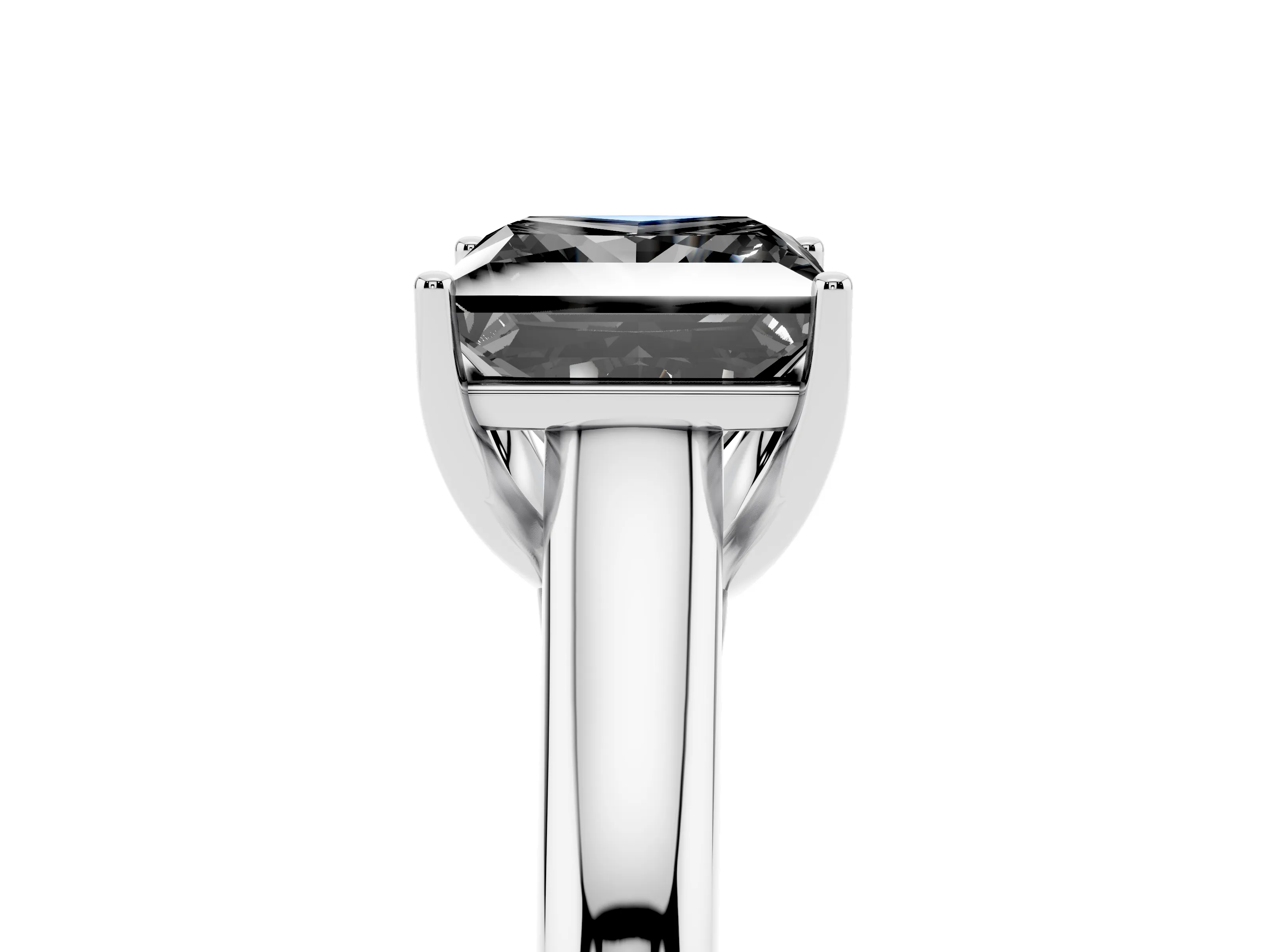 Fancy Black Princess Cut Diamond Solitaire Engagement Ring Set in Silver with Subtly Tapered Band and Prong Setting