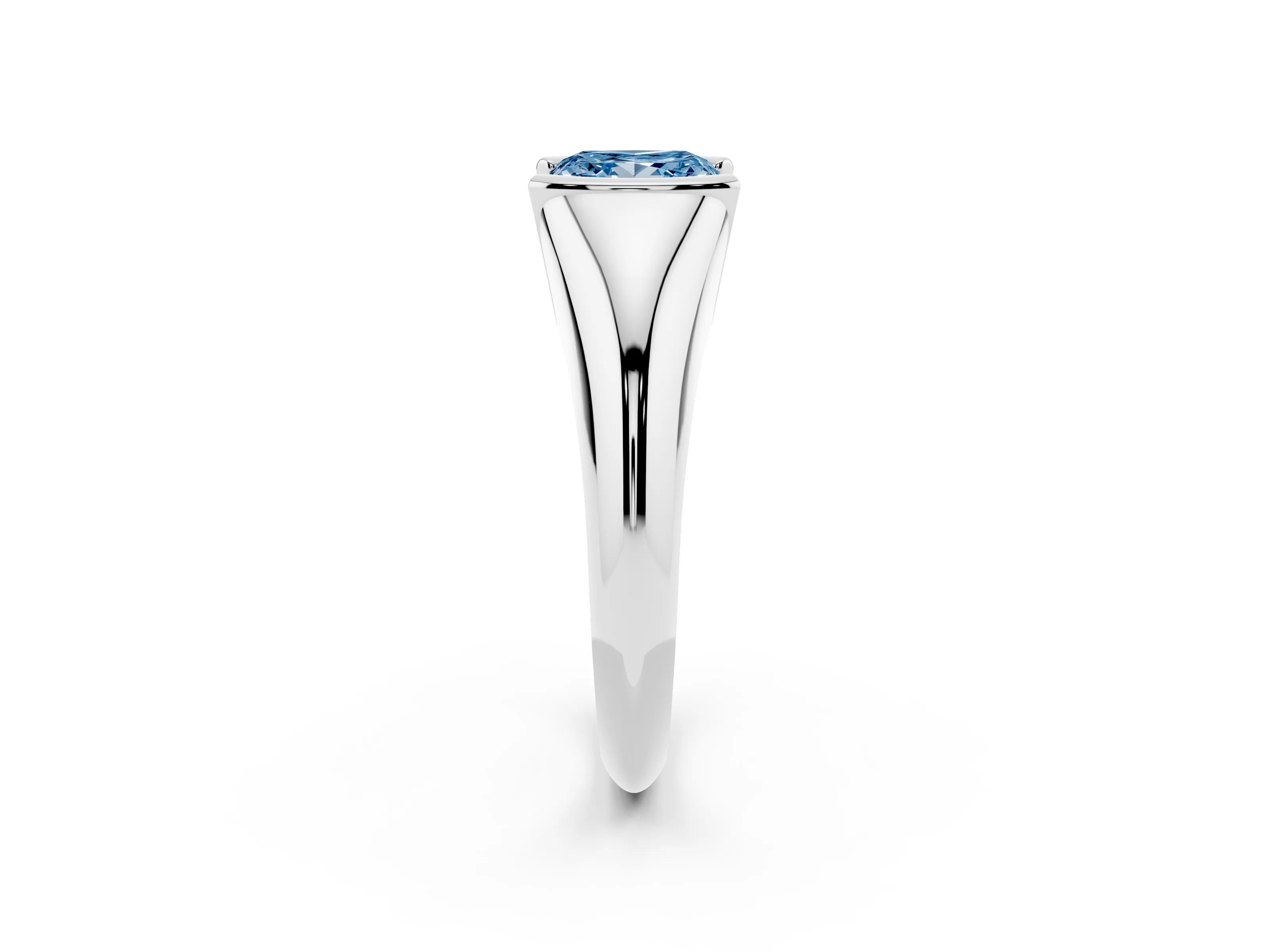 Fancy Blue Princess Cut Diamond Solitaire Tension Set Ring Set in Silver