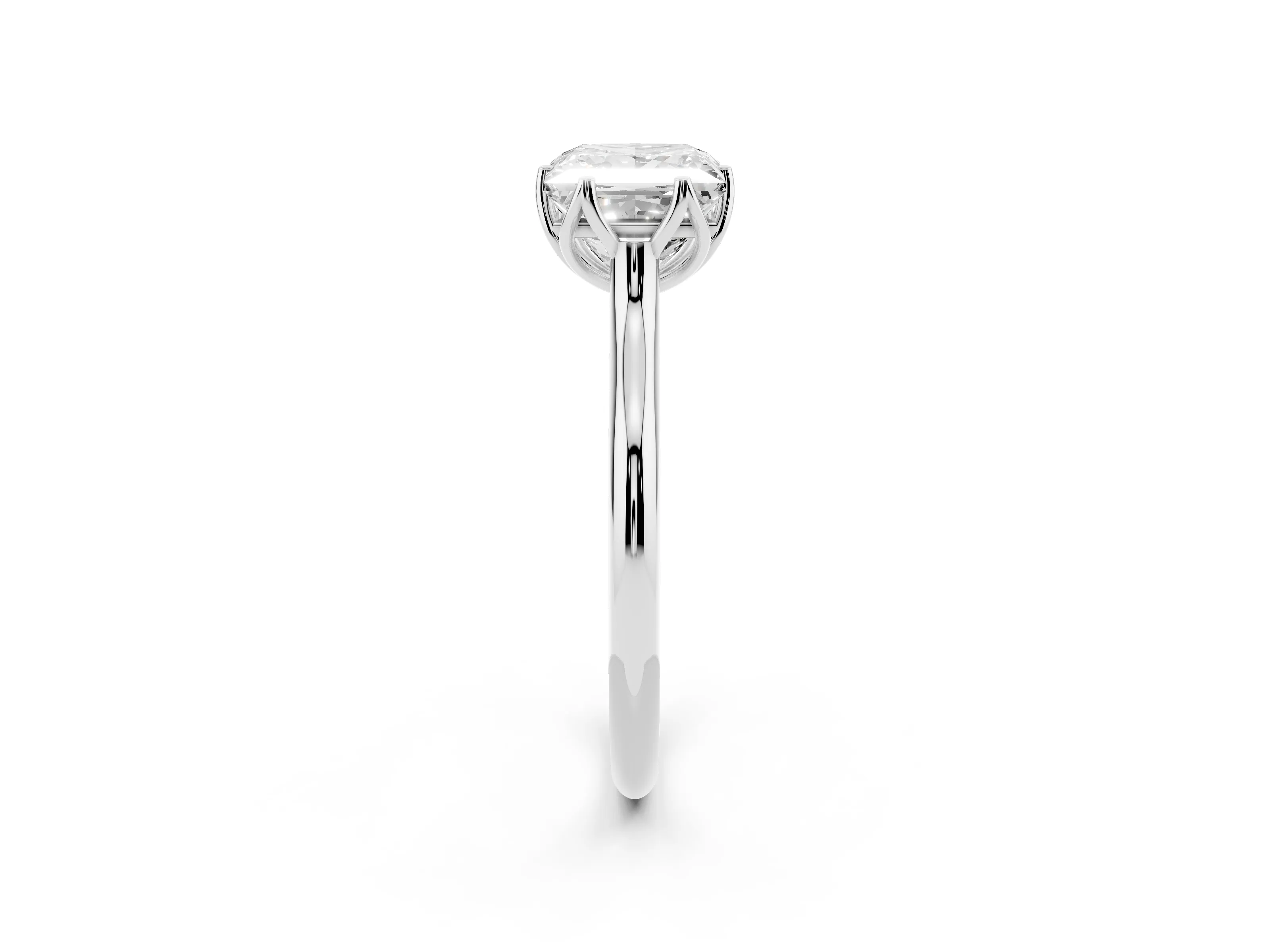 Princess Cut Diamond Solitaire Cathedral Ring Set in Silver with Prong Setting