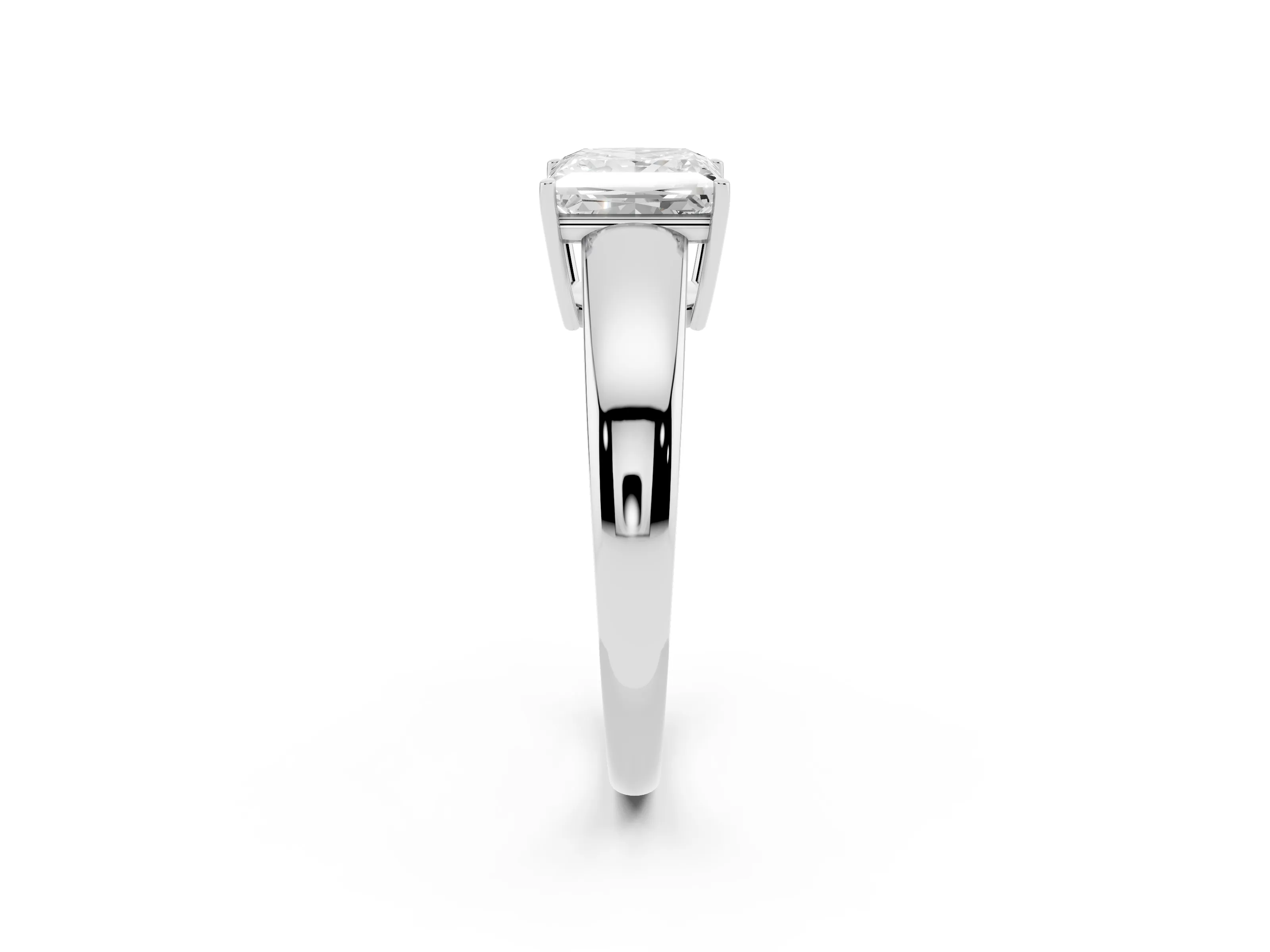 Princess Cut Diamond Solitaire Ring Set in Platinum with Tapered Band and Prong Setting