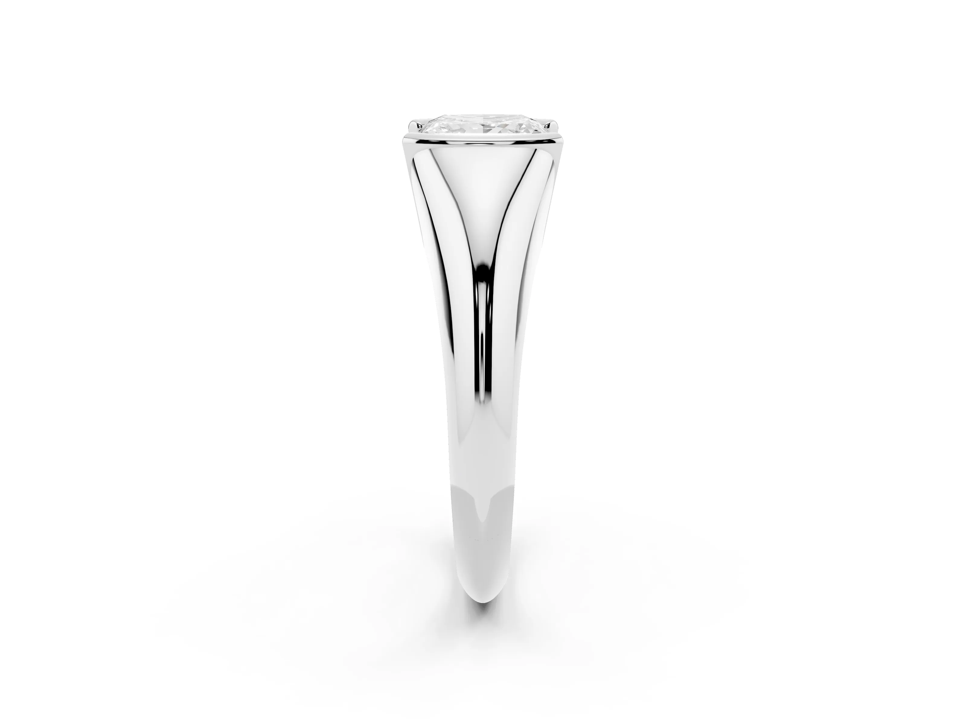 Princess Cut Diamond Solitaire Tension Set Ring Set in Silver
