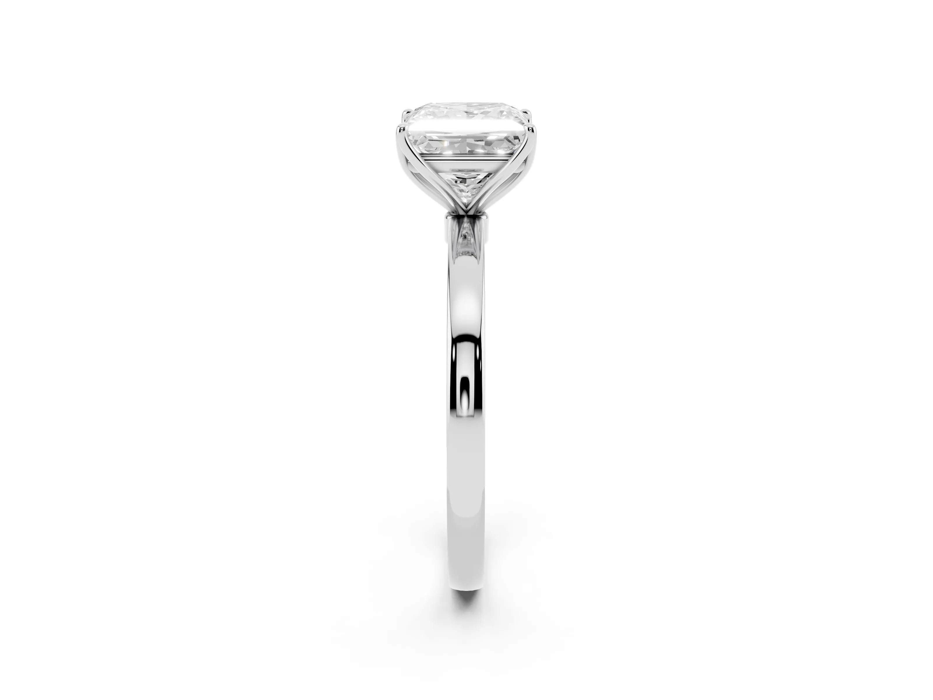 Princess Cut Diamond Solitaire Ring Set in White gold with Prong Setting and Thin Polished Band