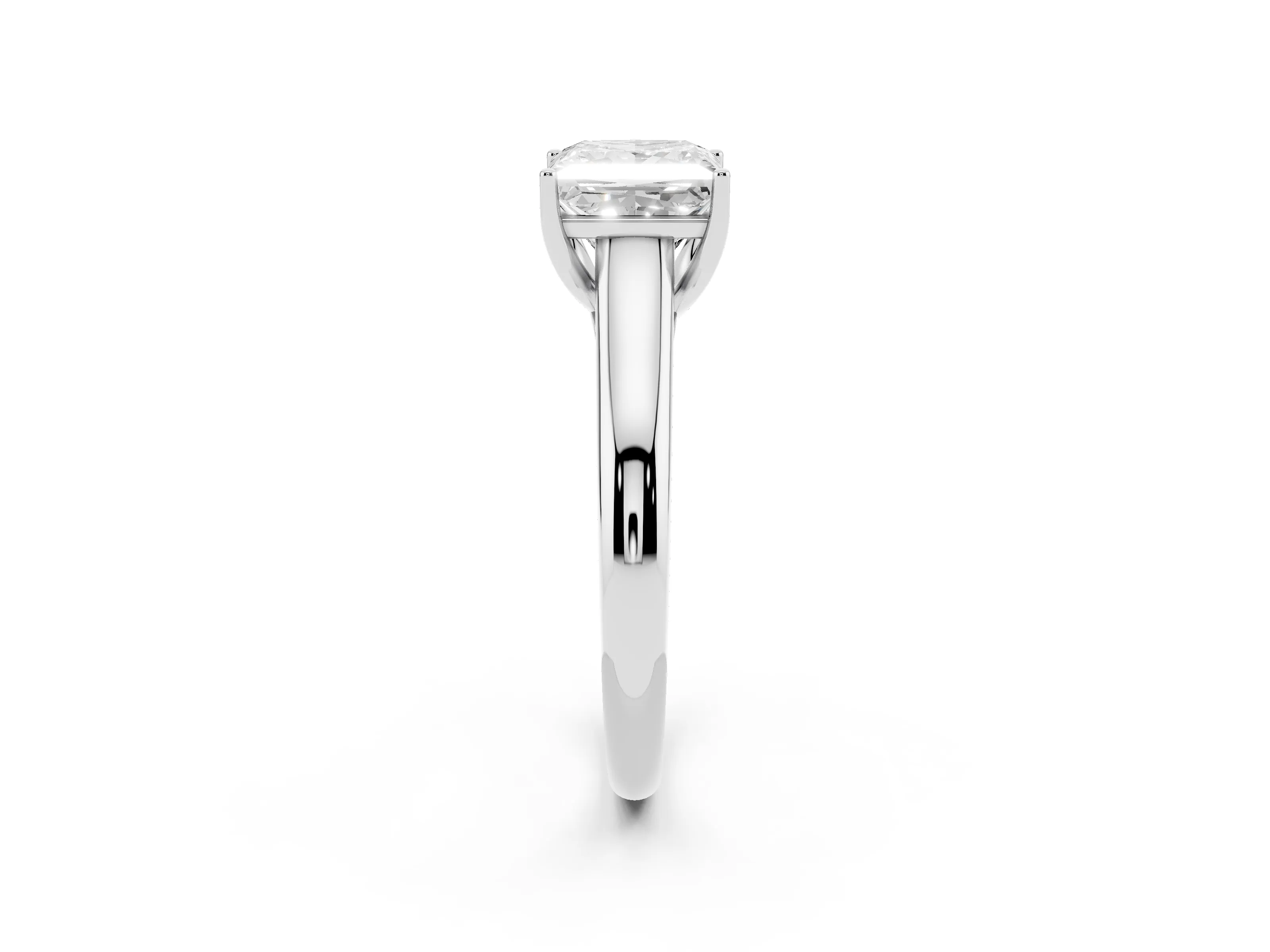 Princess Cut Diamond Solitaire Engagement Ring Set in Platinum with Subtly Tapered Band and Prong Setting