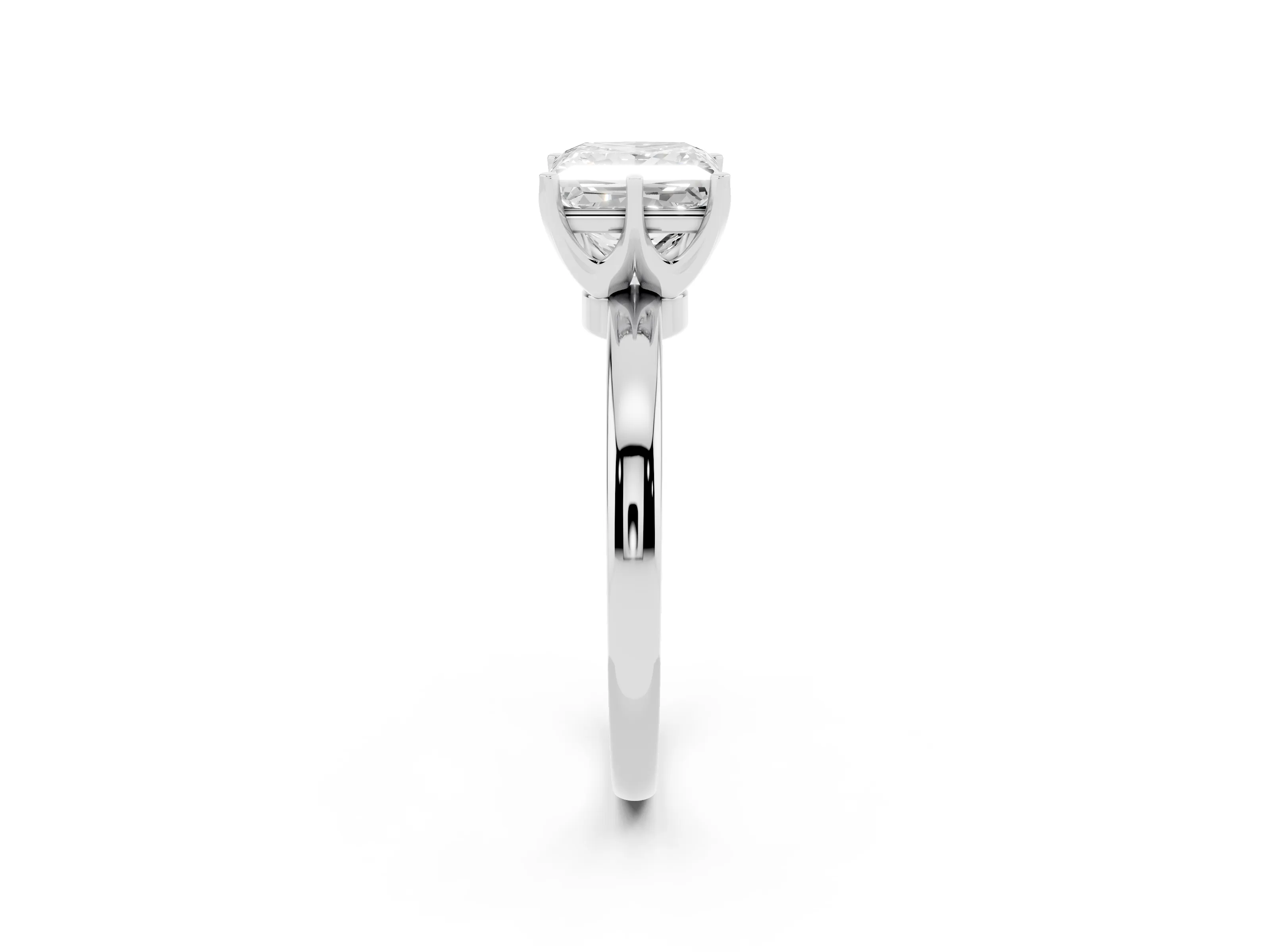 Princess Cut Diamond Solitaire Ring Set in White gold with Raised Prong Setting on a Classic Band