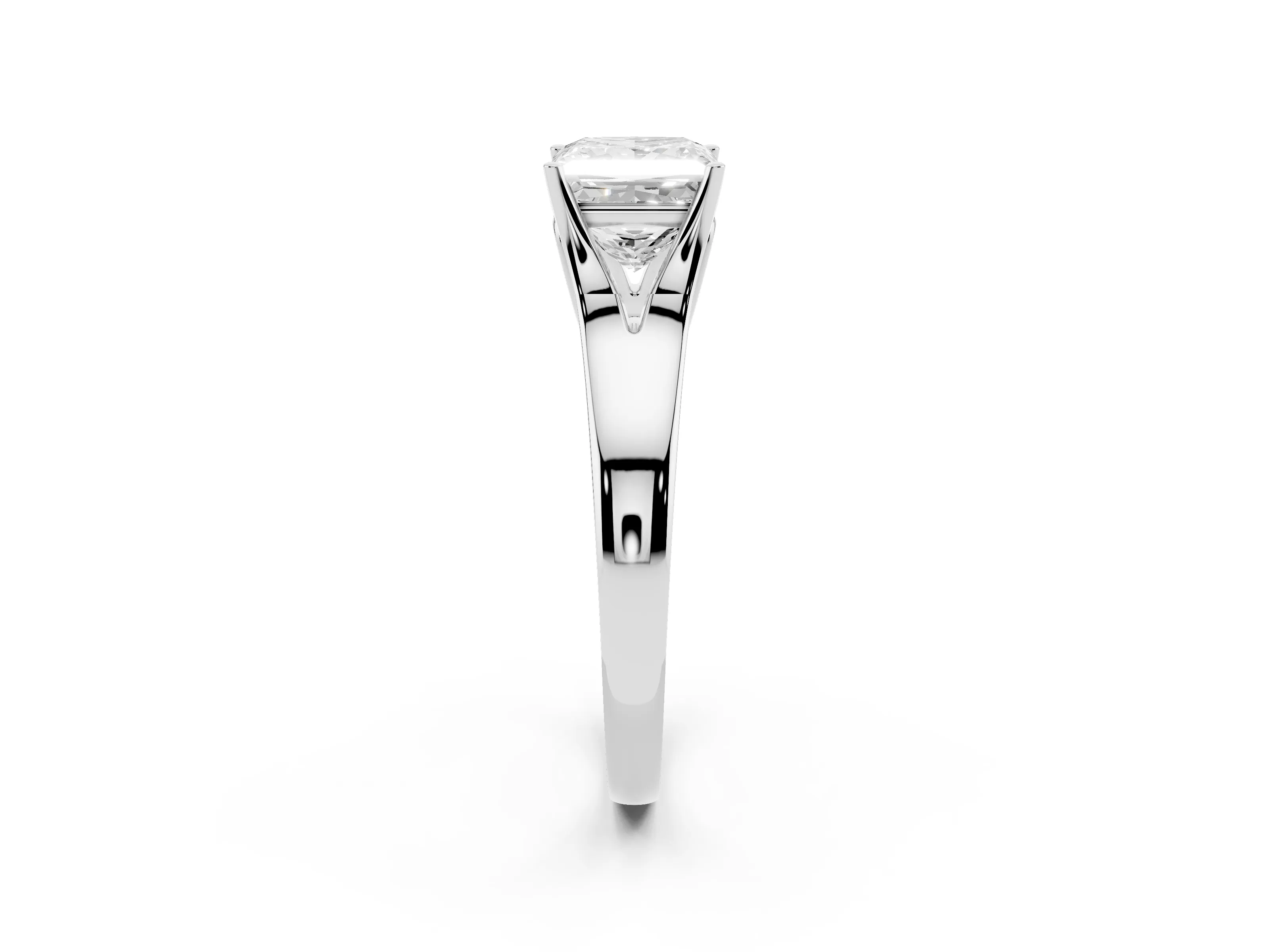 Princess Cut Diamond Solitaire Ring Set in Platinum with Arched Cathedral Band and Prong Setting