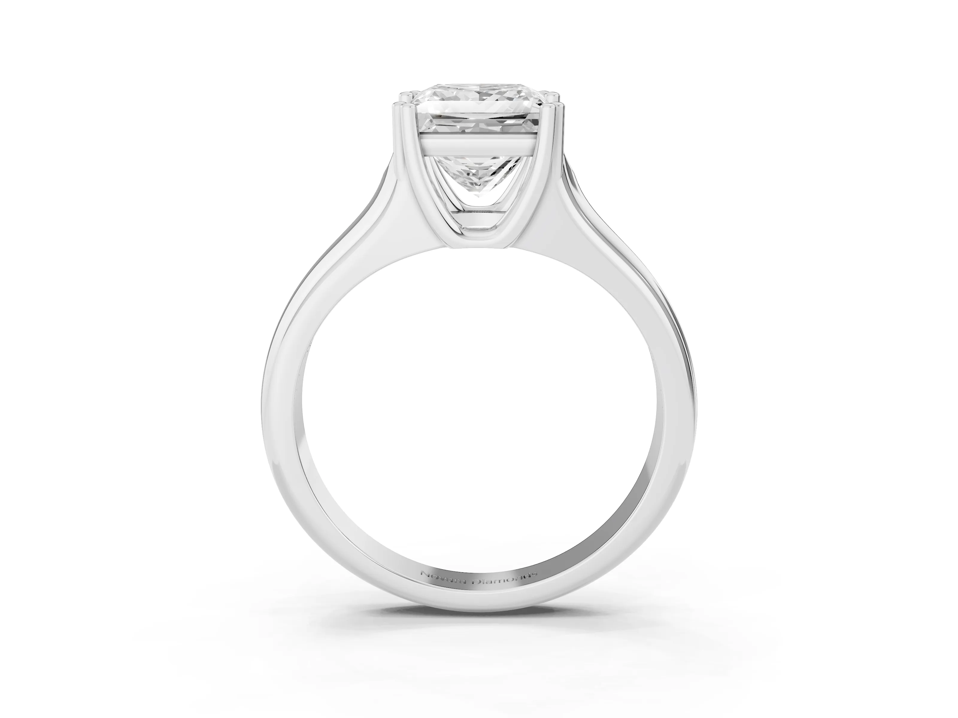 Princess Cut Diamond Solitaire Ring Set in Platinum with Wide Band and Prong Setting