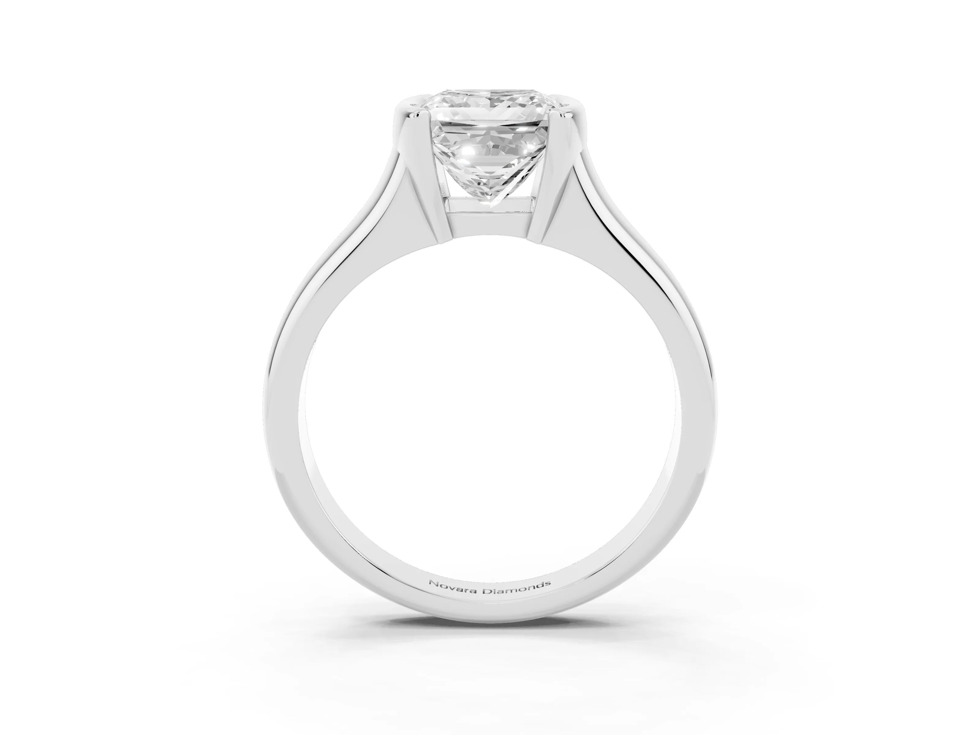 Princess Cut Diamond Solitaire Tension Set Ring Set in White gold with Split Shank Band