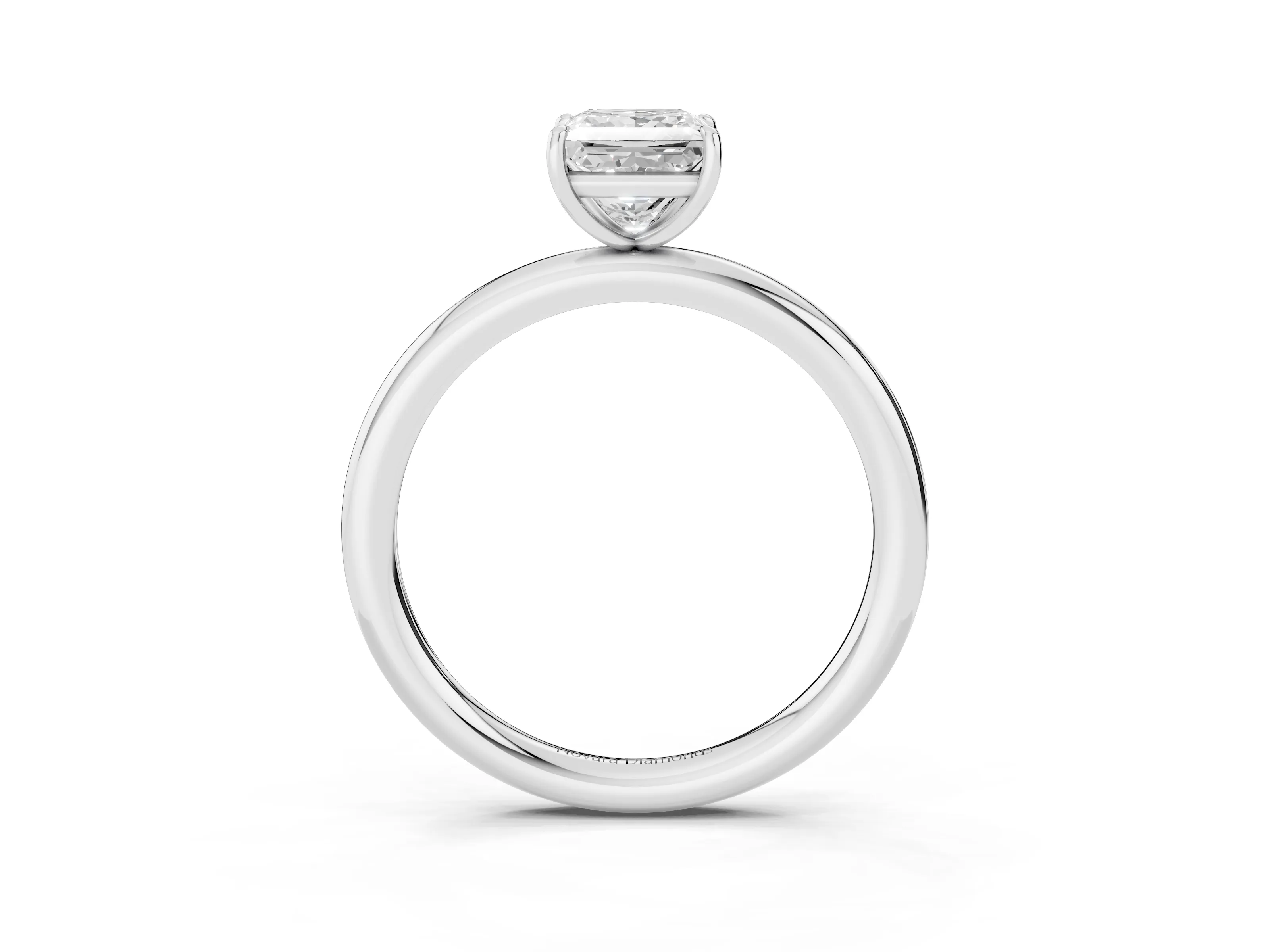 Princess Cut Diamond Solitaire Ring Set in White gold with Prong Setting on a Polished Plain Band