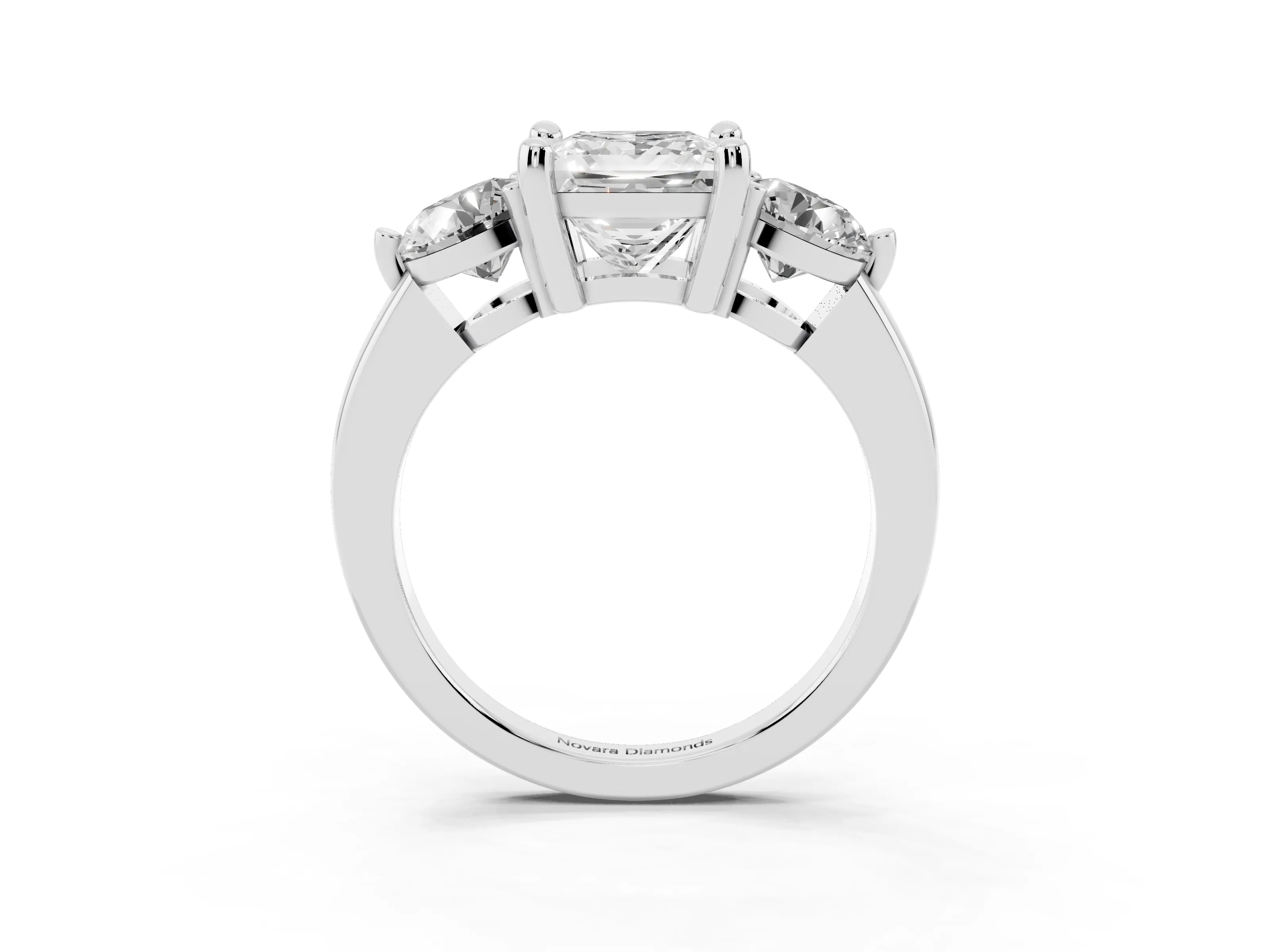 Princess Cut Diamond Three-Stone Ring Set in Silver with Prong Setting and Classic Band